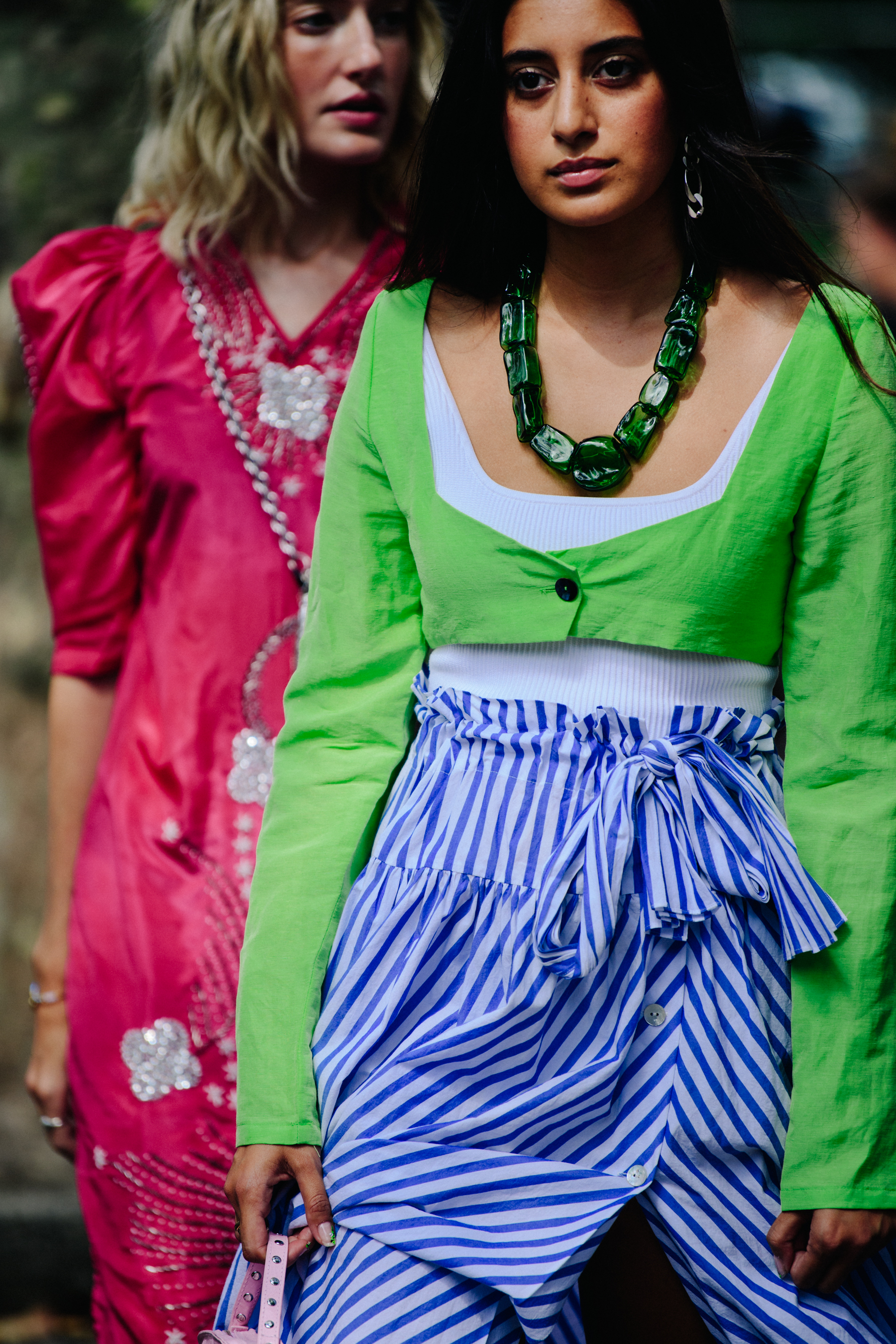 Woman wearing green top