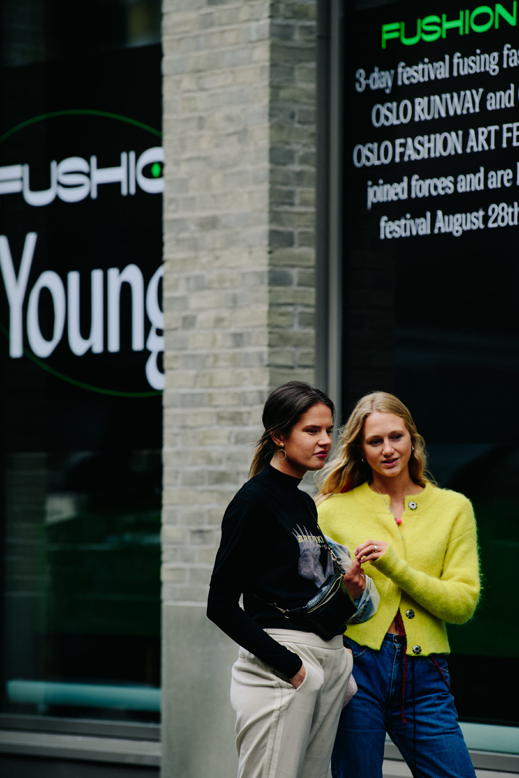 Two young women at fashion show