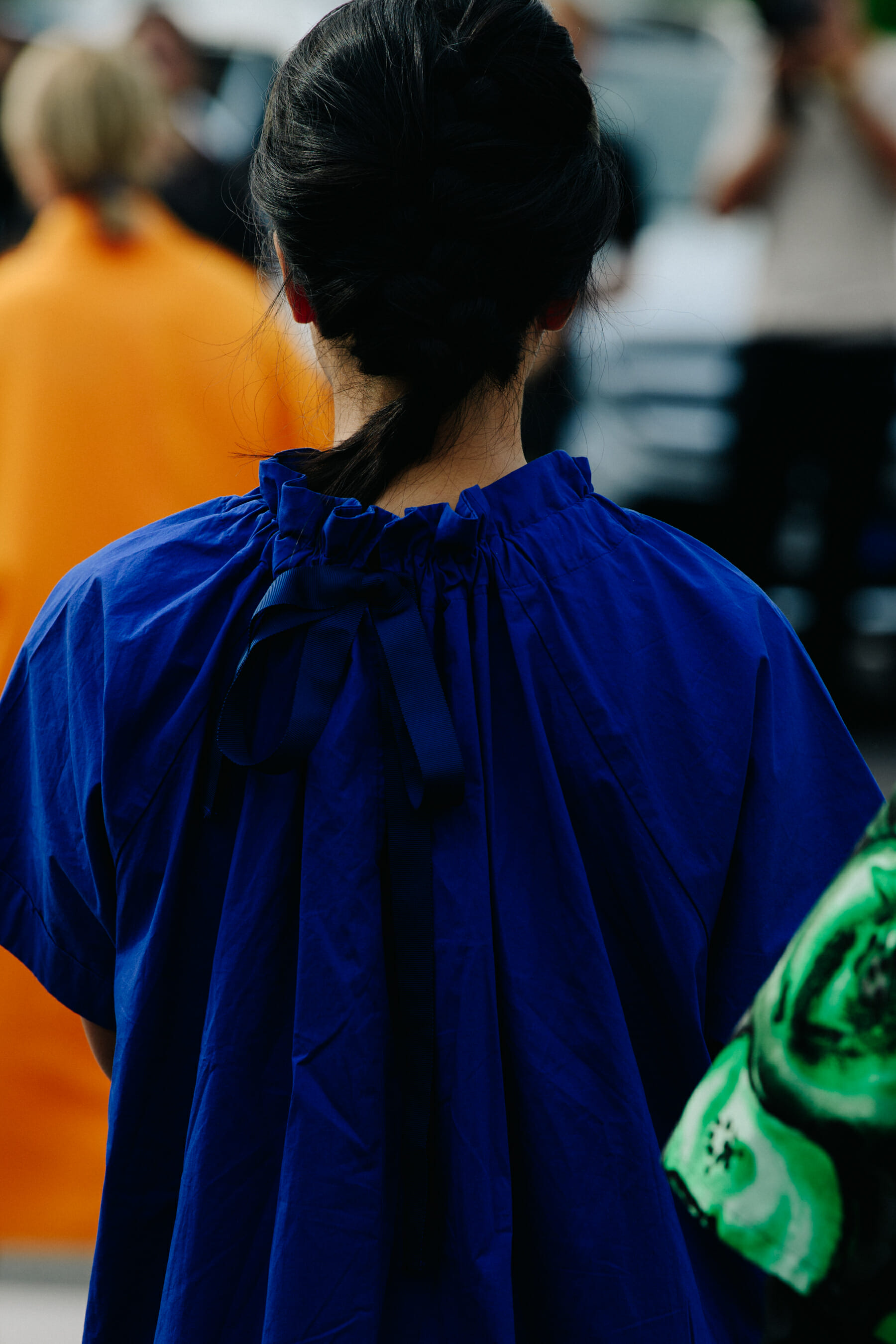 Woman wearing blue shirt