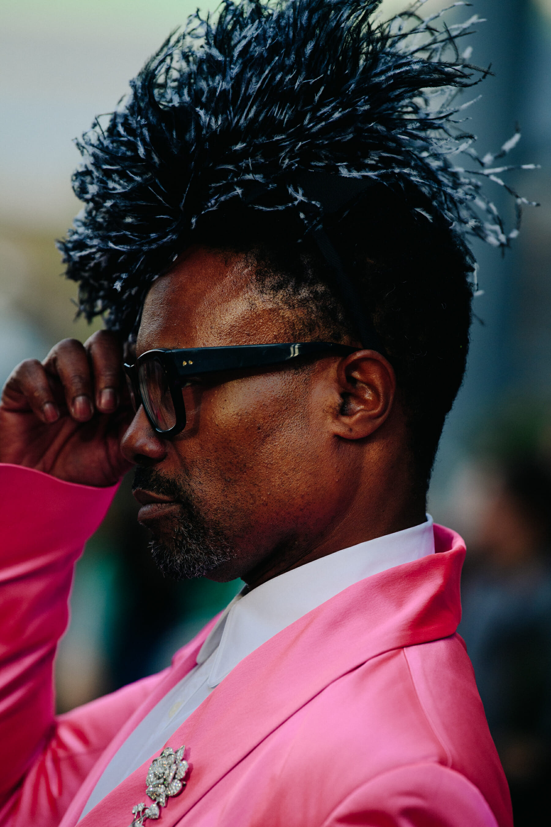 Man wearing pink jacket