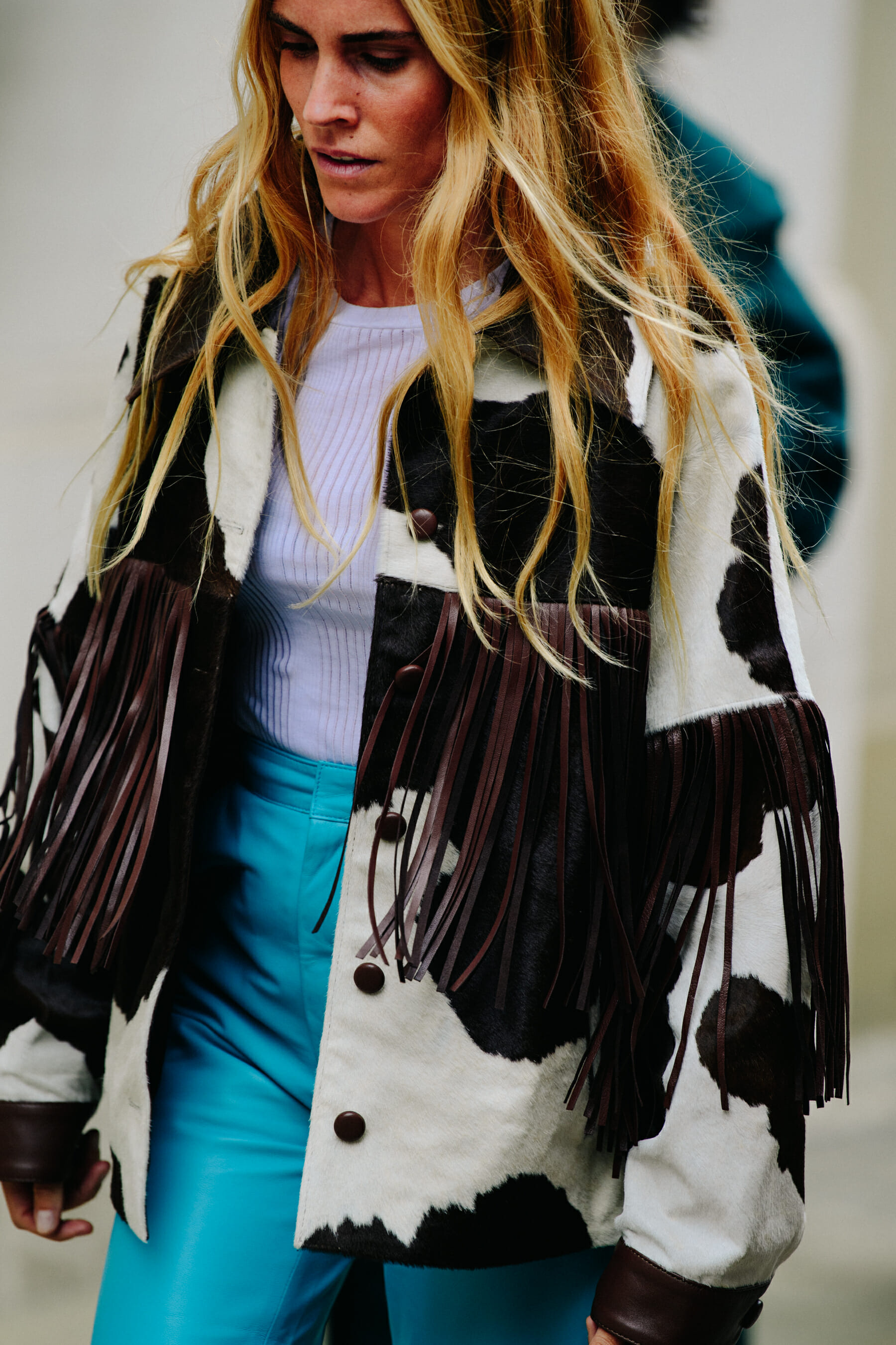 Woman wearing cowboy jacket