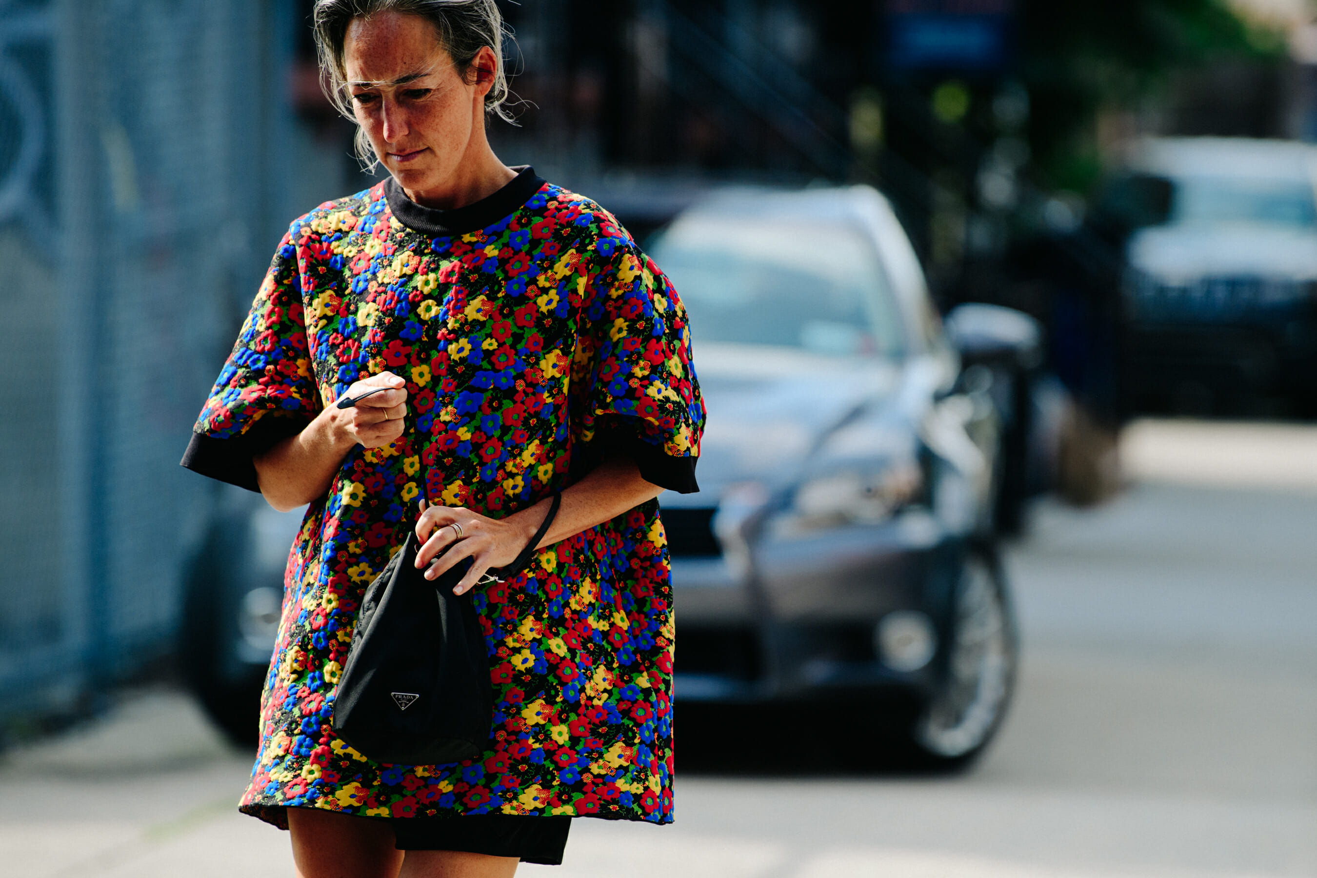 Woman wearing floral dress
