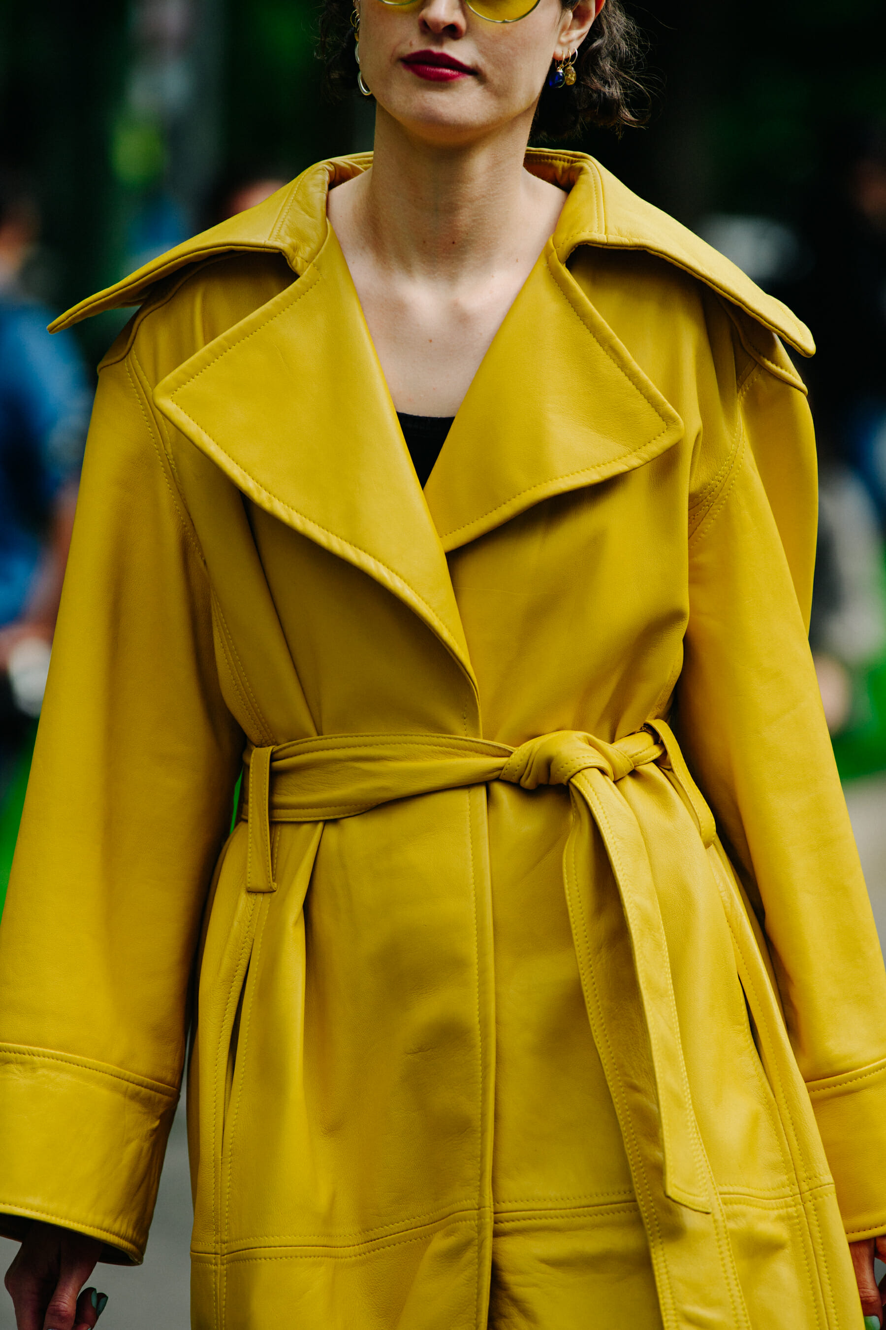 Woman wearing yellow coat