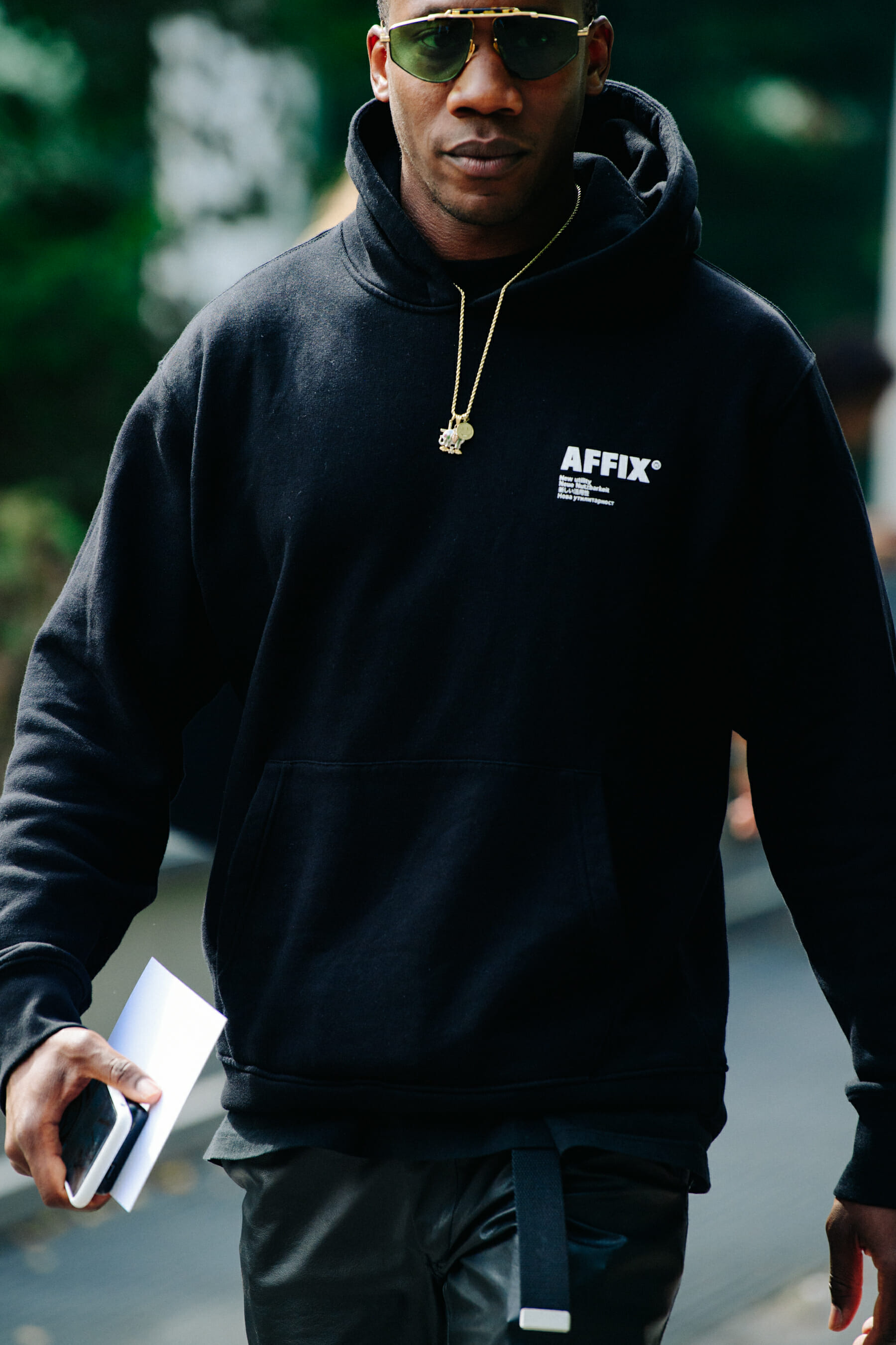Man wearing Affix hoodie