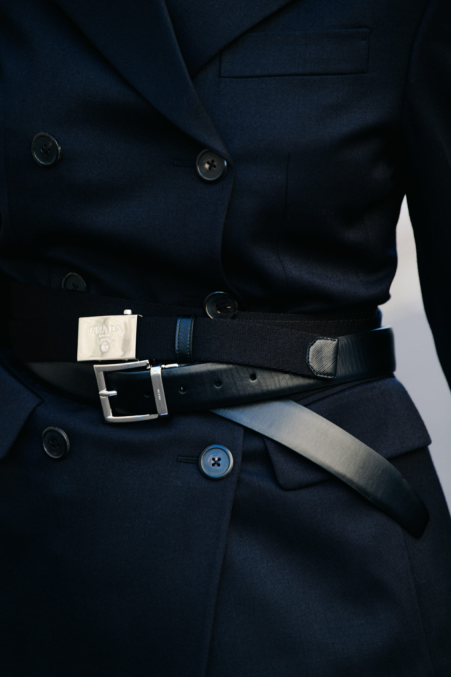 Woman wearing Prada belt