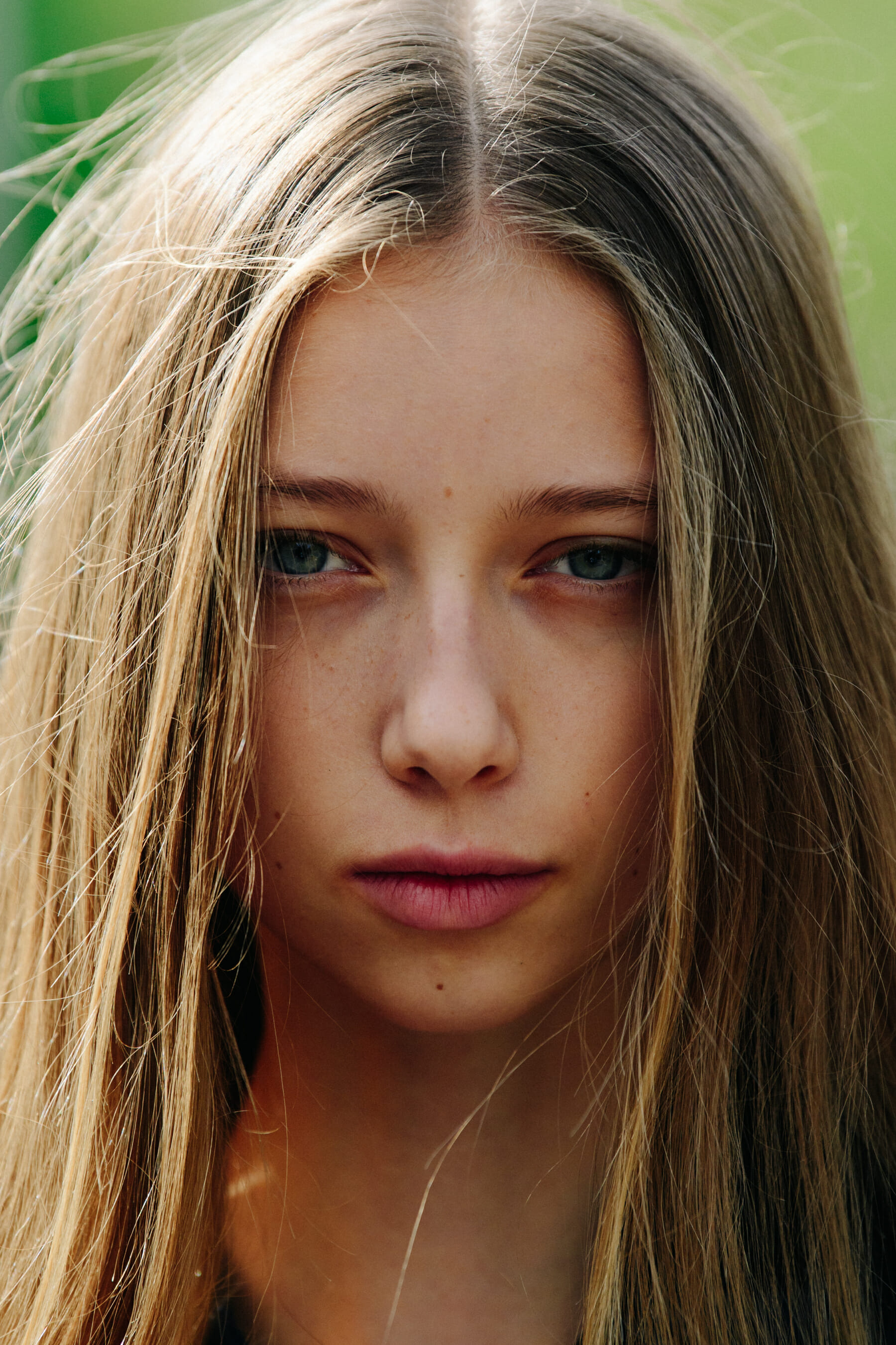 Portrait of model with blue eyes