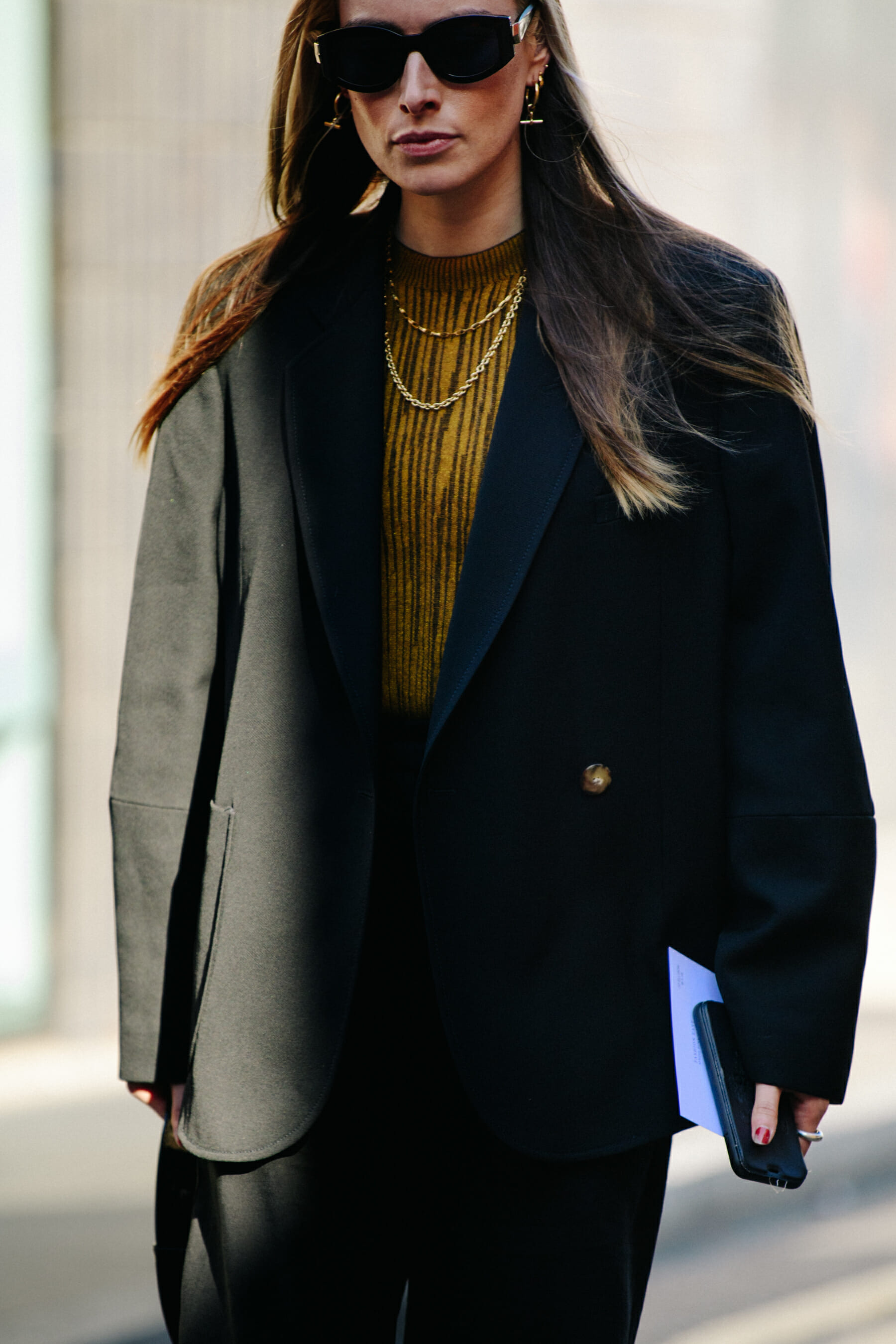 Woman wearing black blazer