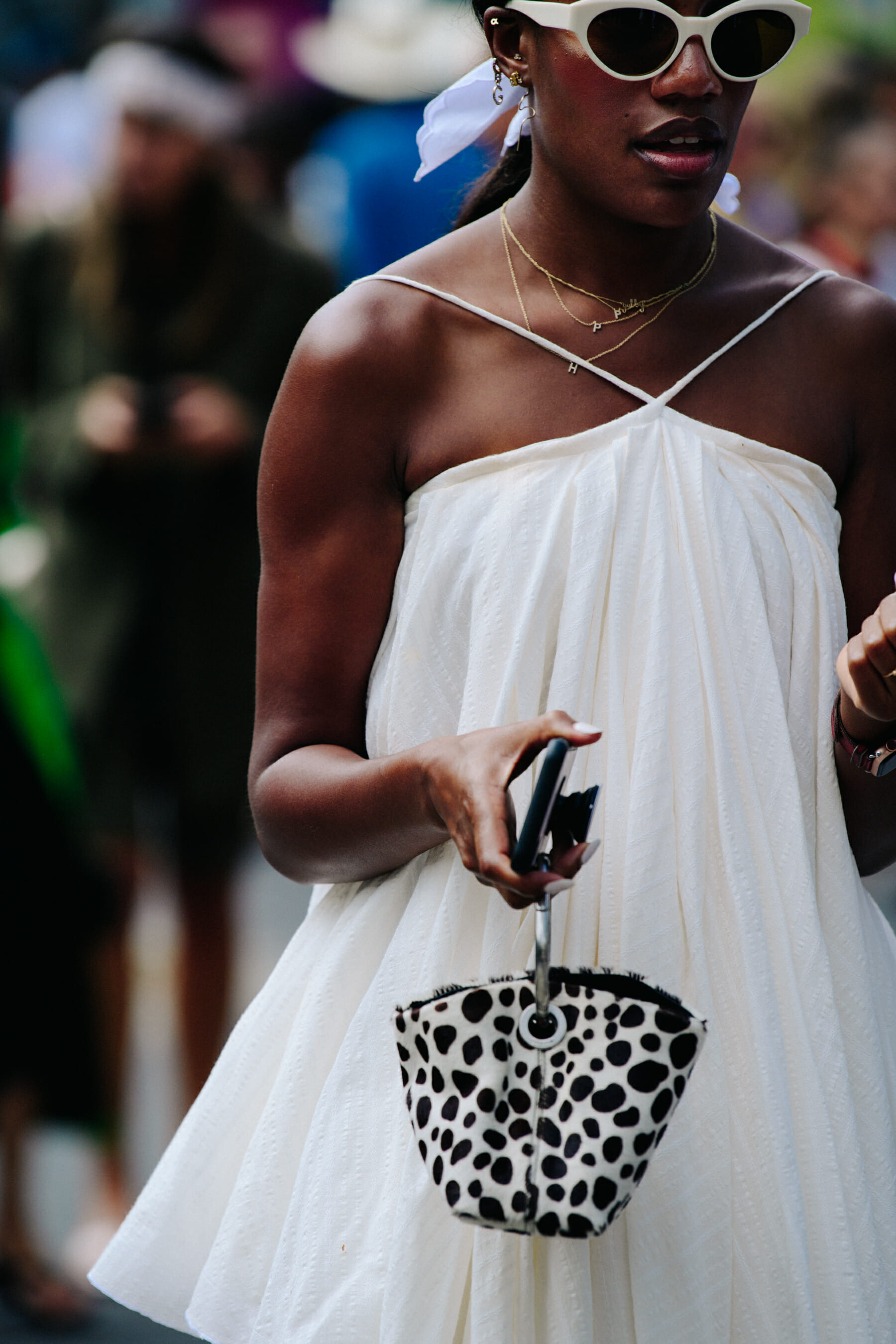 Woman wearing white dress