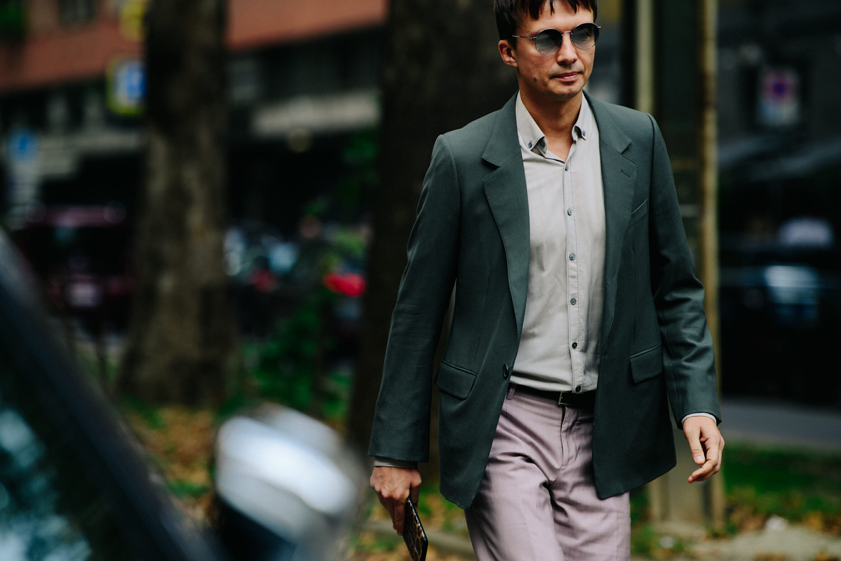Man wearing green suit jacket