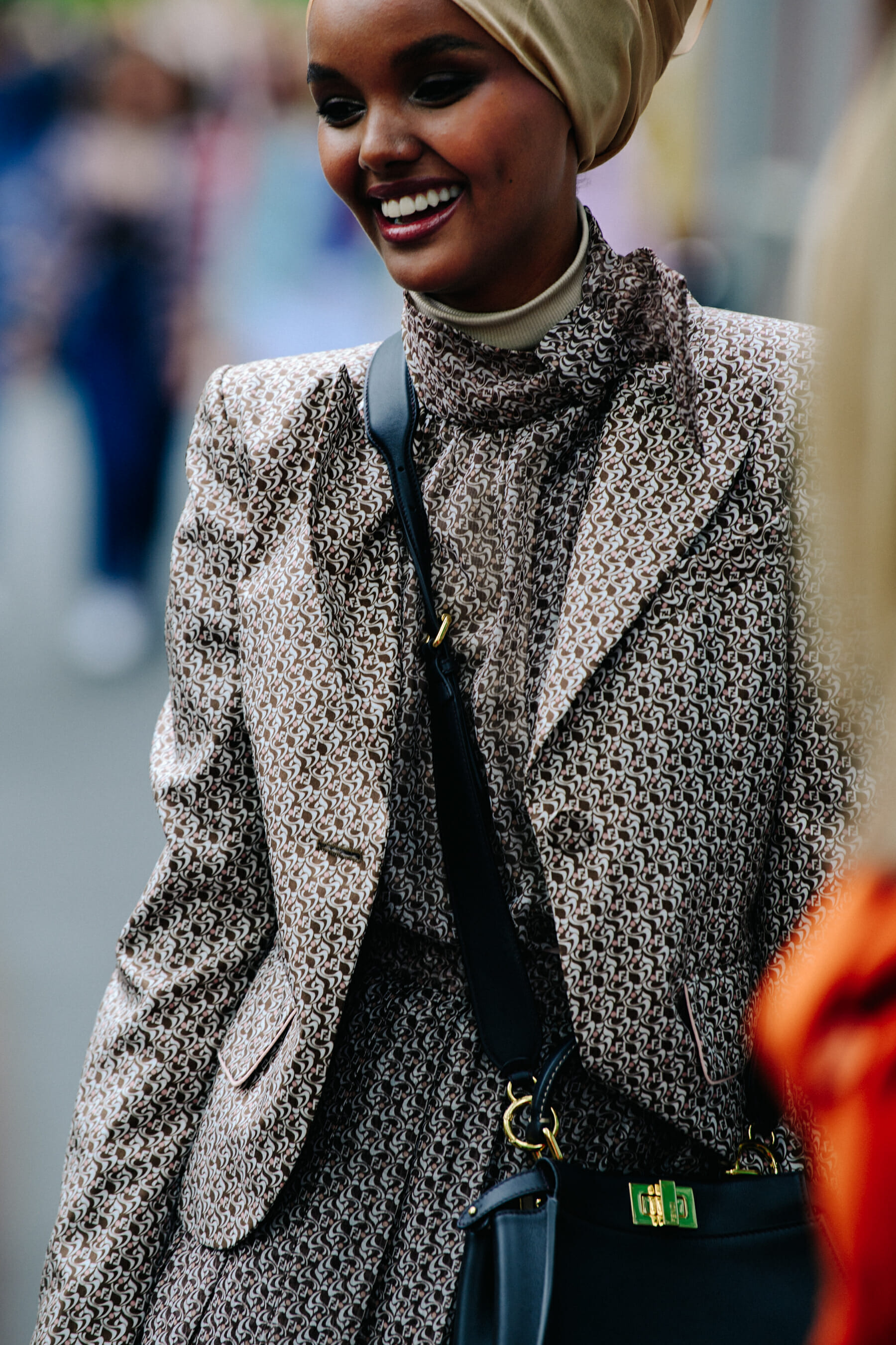 Woman wearing pattern outfit