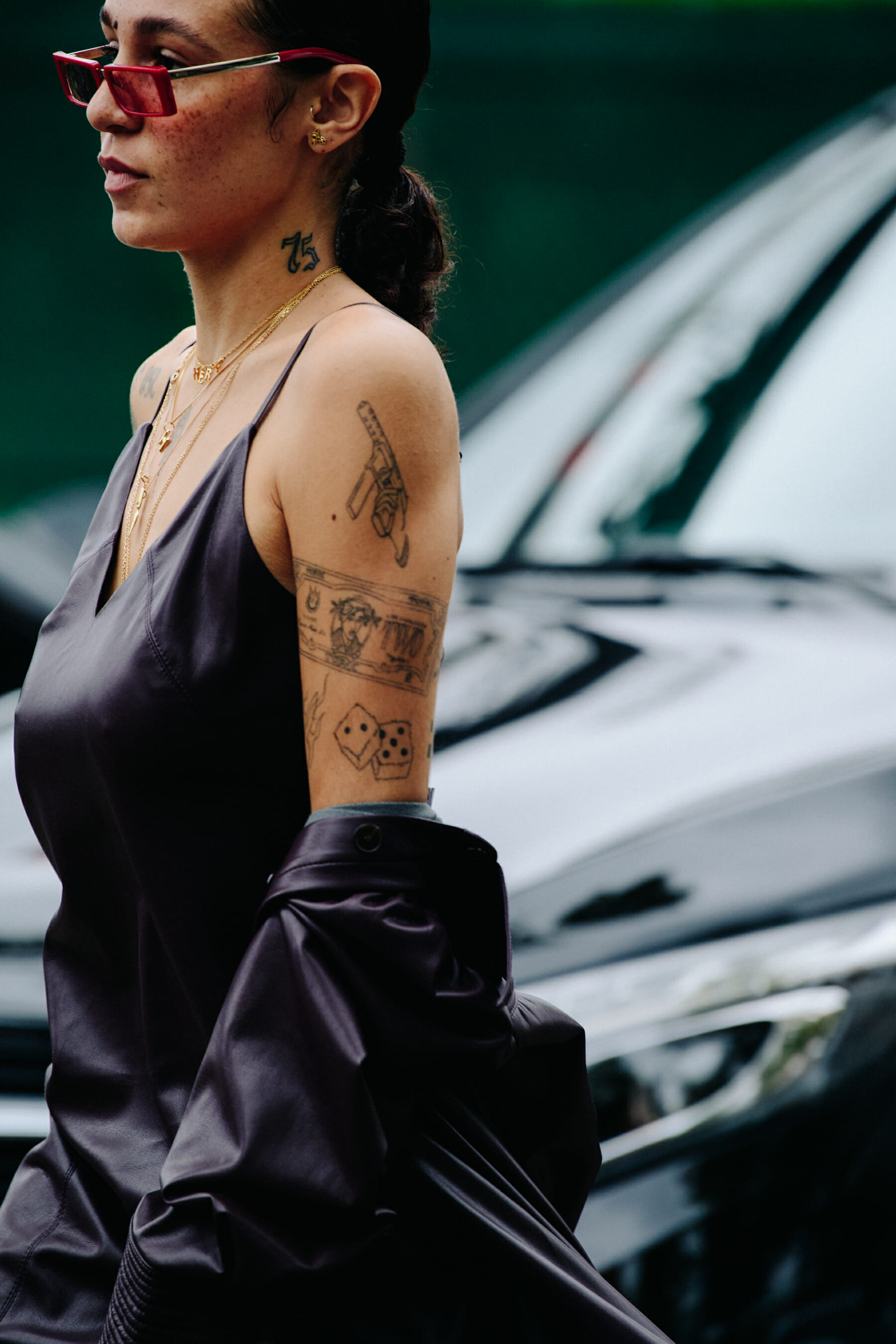 Woman wearing silk vest