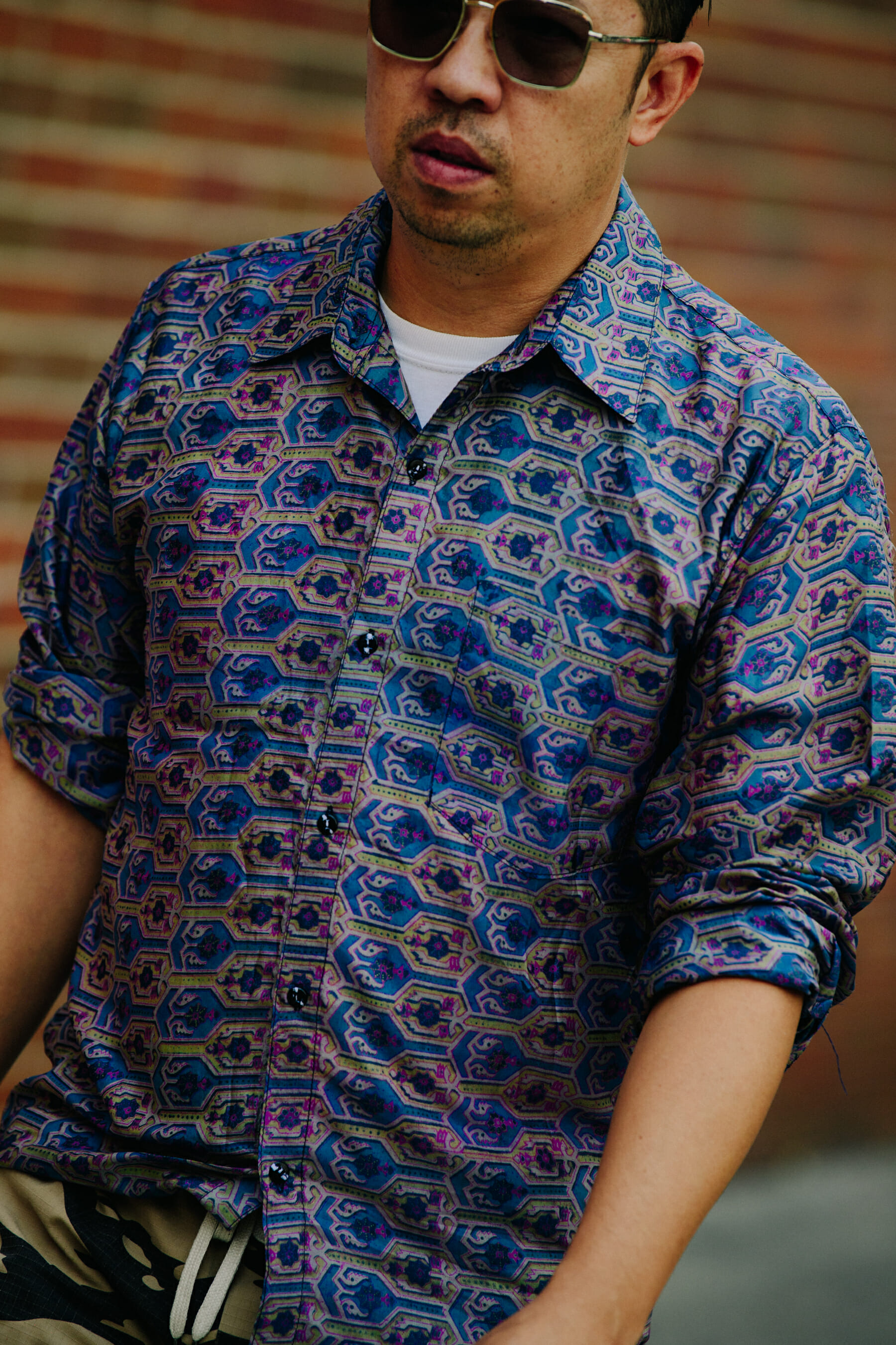 Man wearing pattern shirt