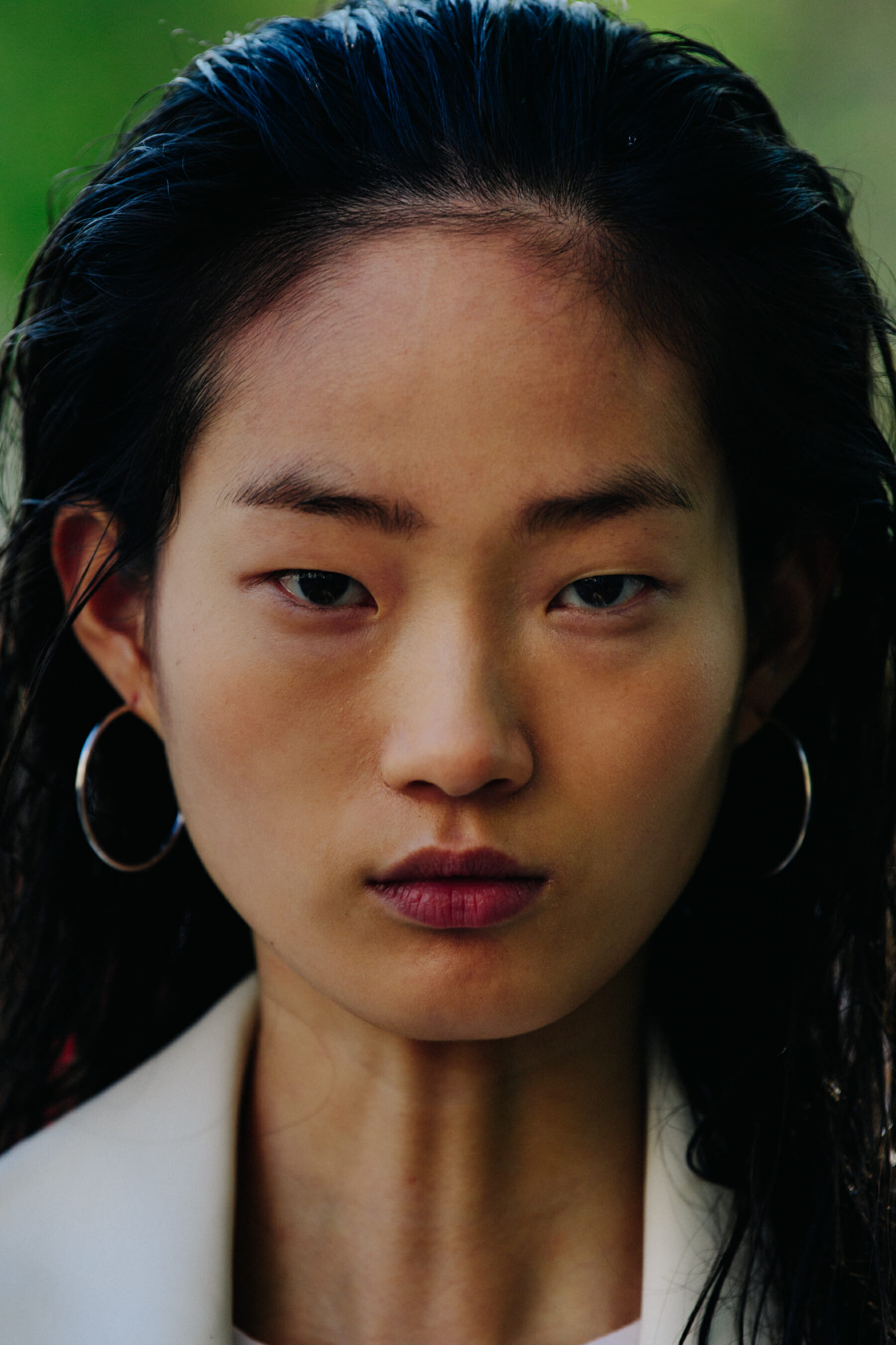 Portrait of model with black hair