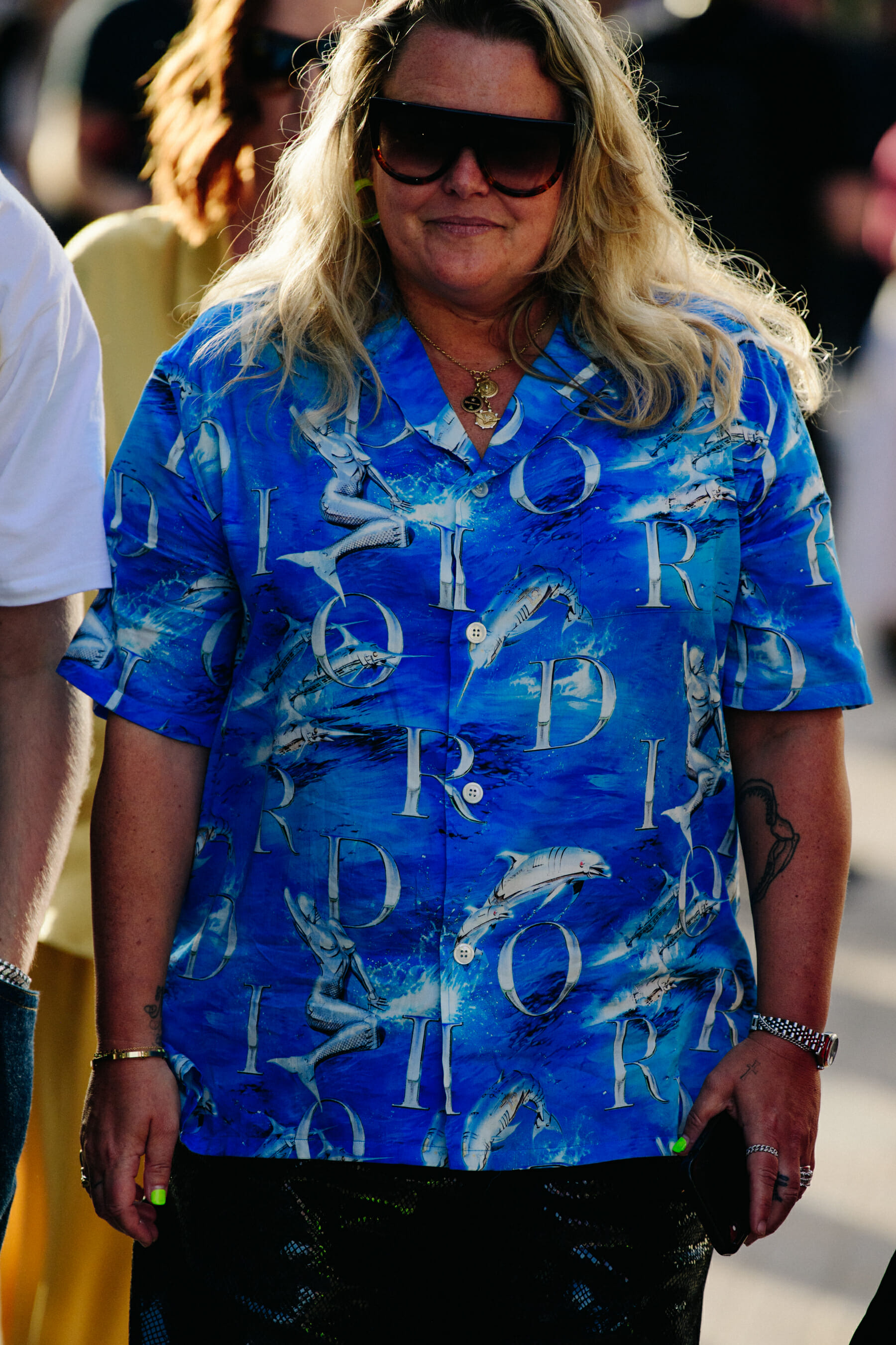 Woman wearing blue shirt