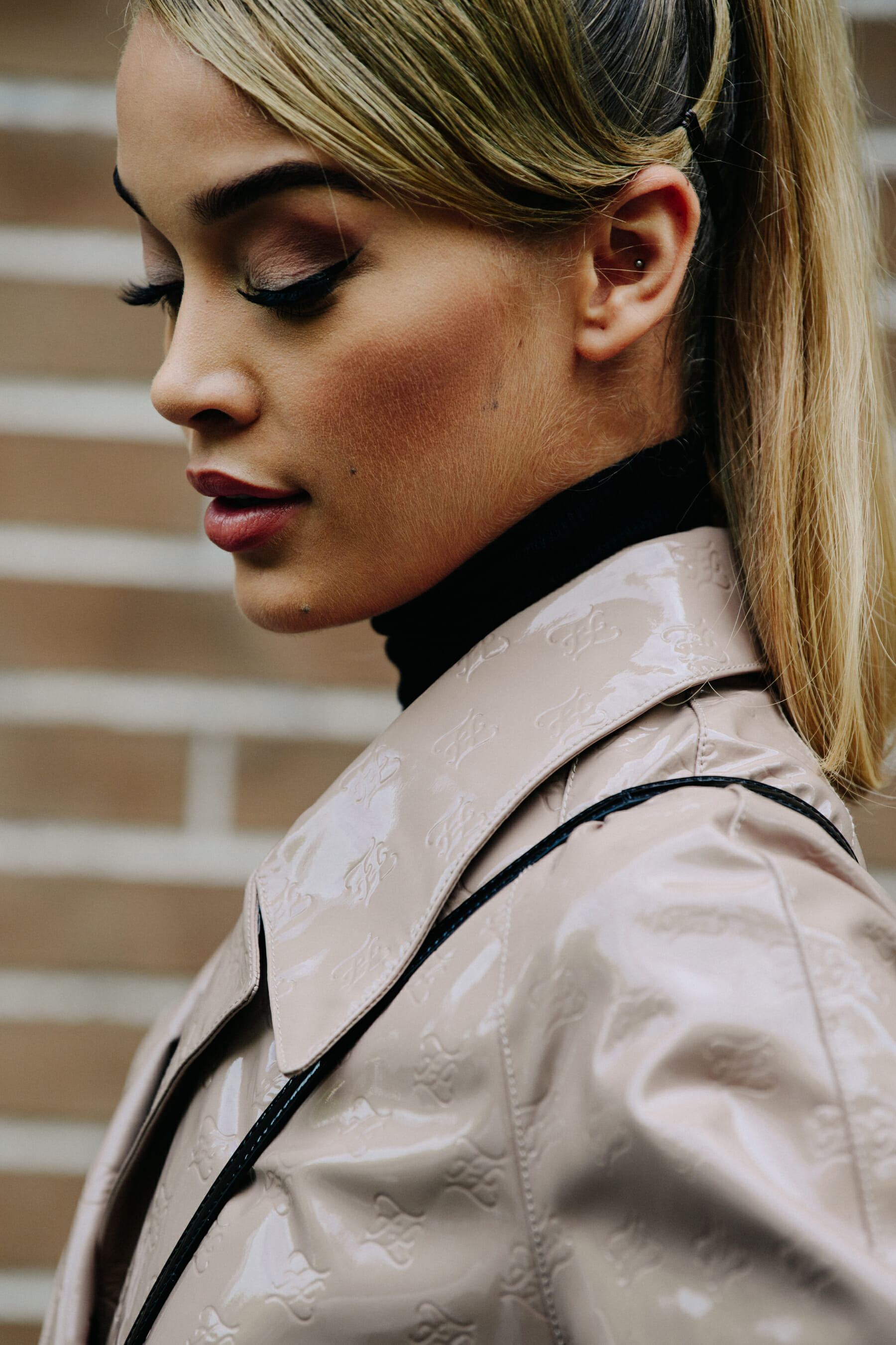 Model wearing Fendi coat
