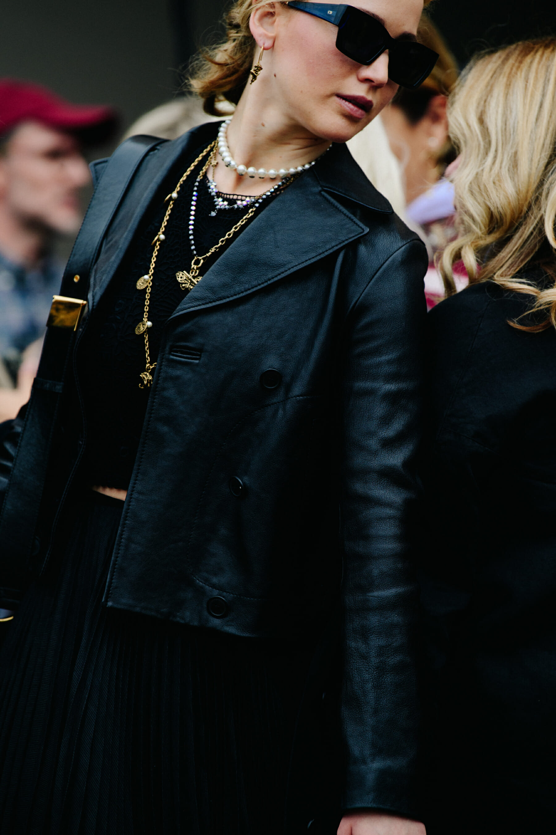 Actress wearing black Christian Dior