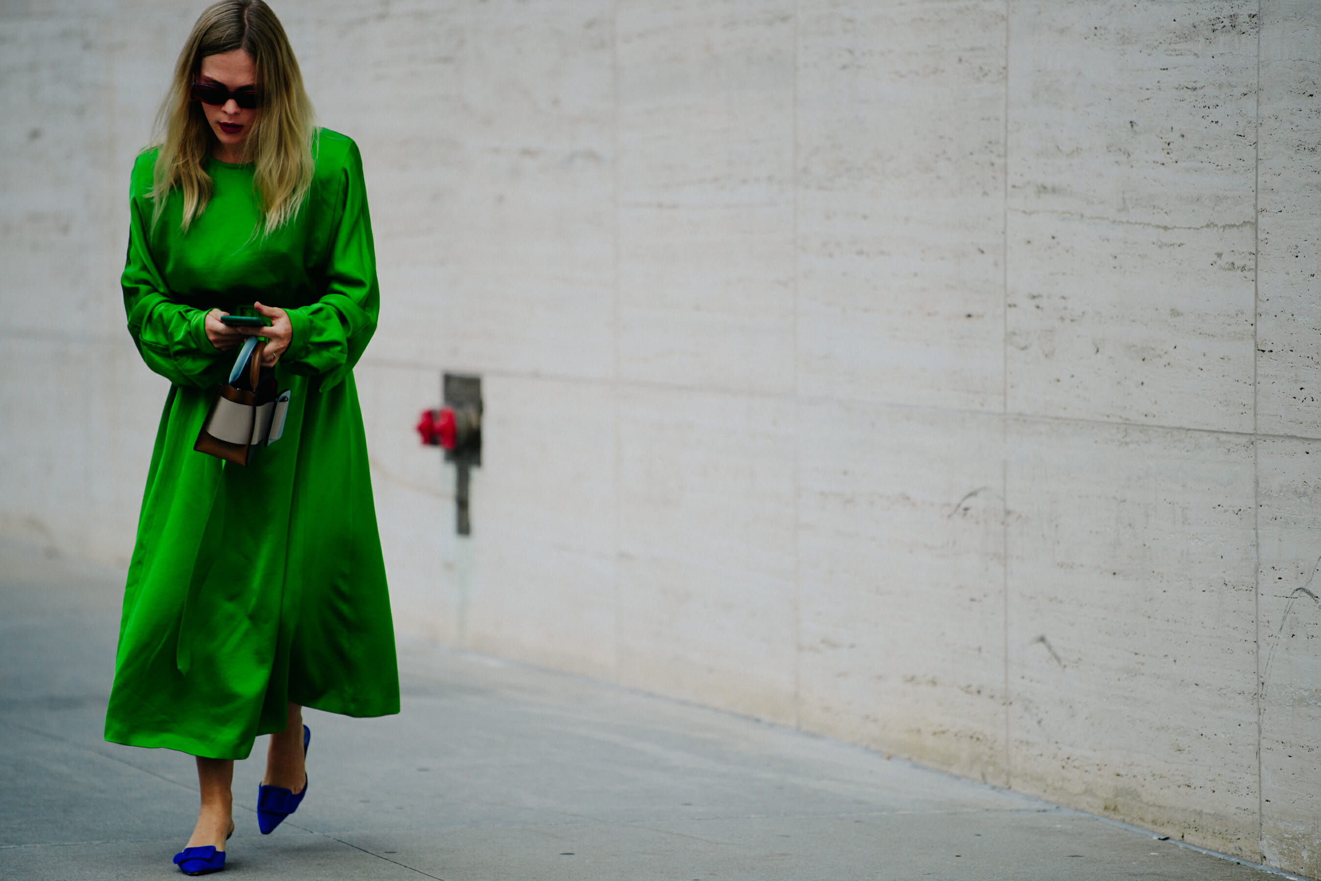 Woman wearing green dress