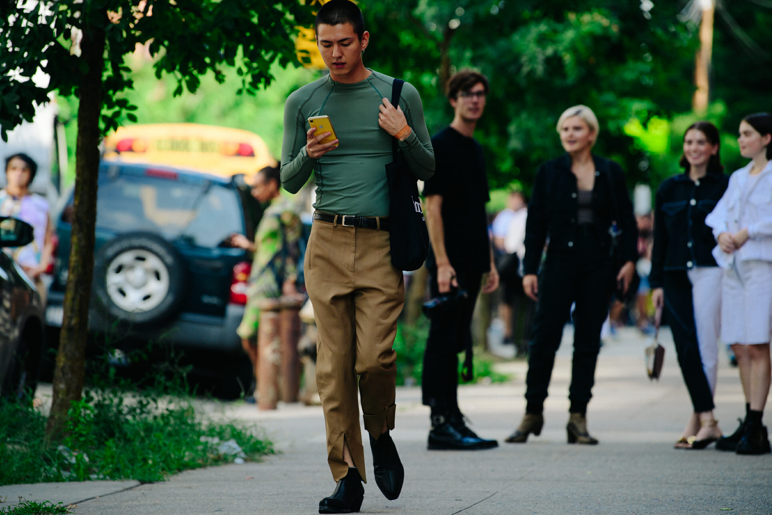 Man wearing green top