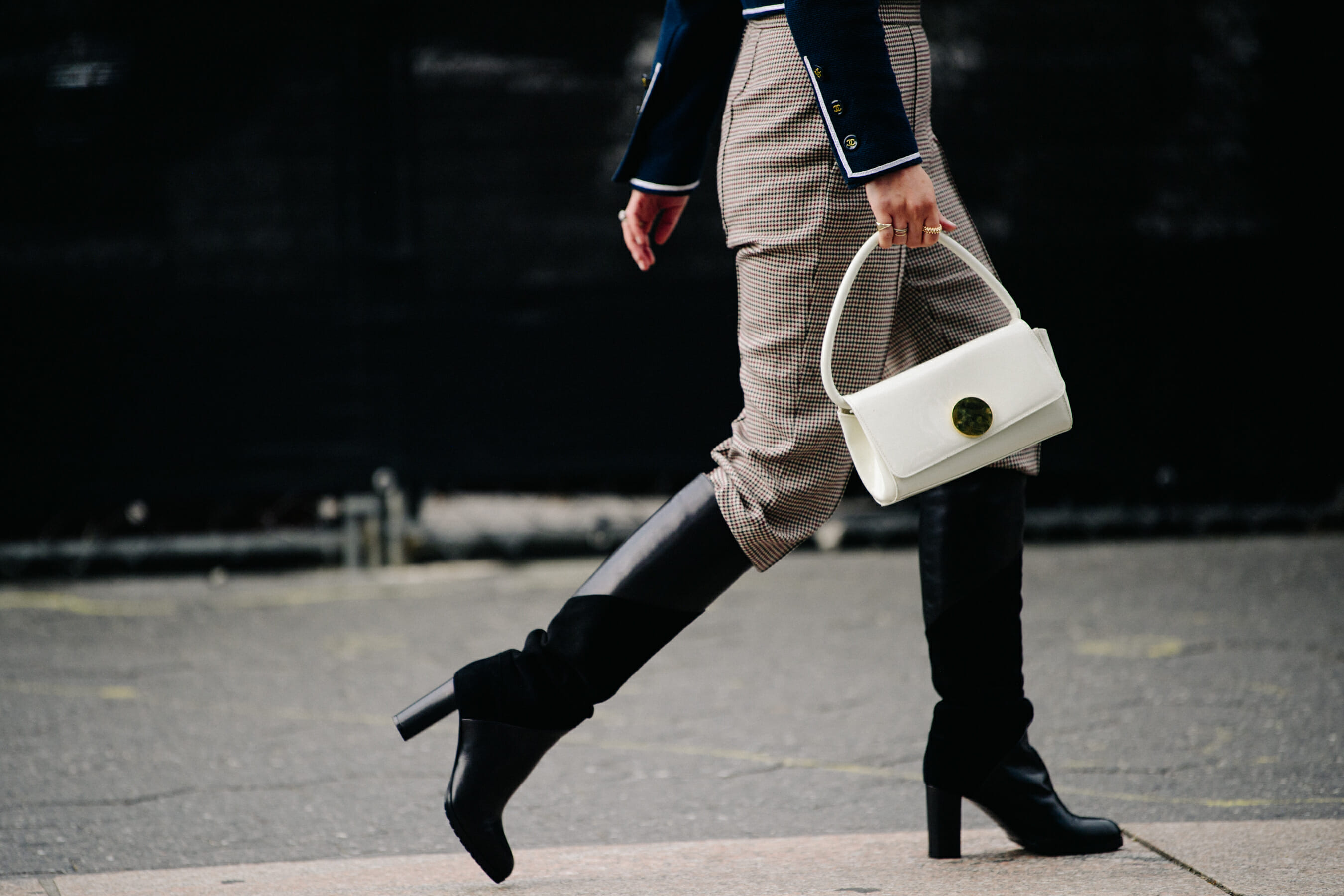 Woman wearing leather boots