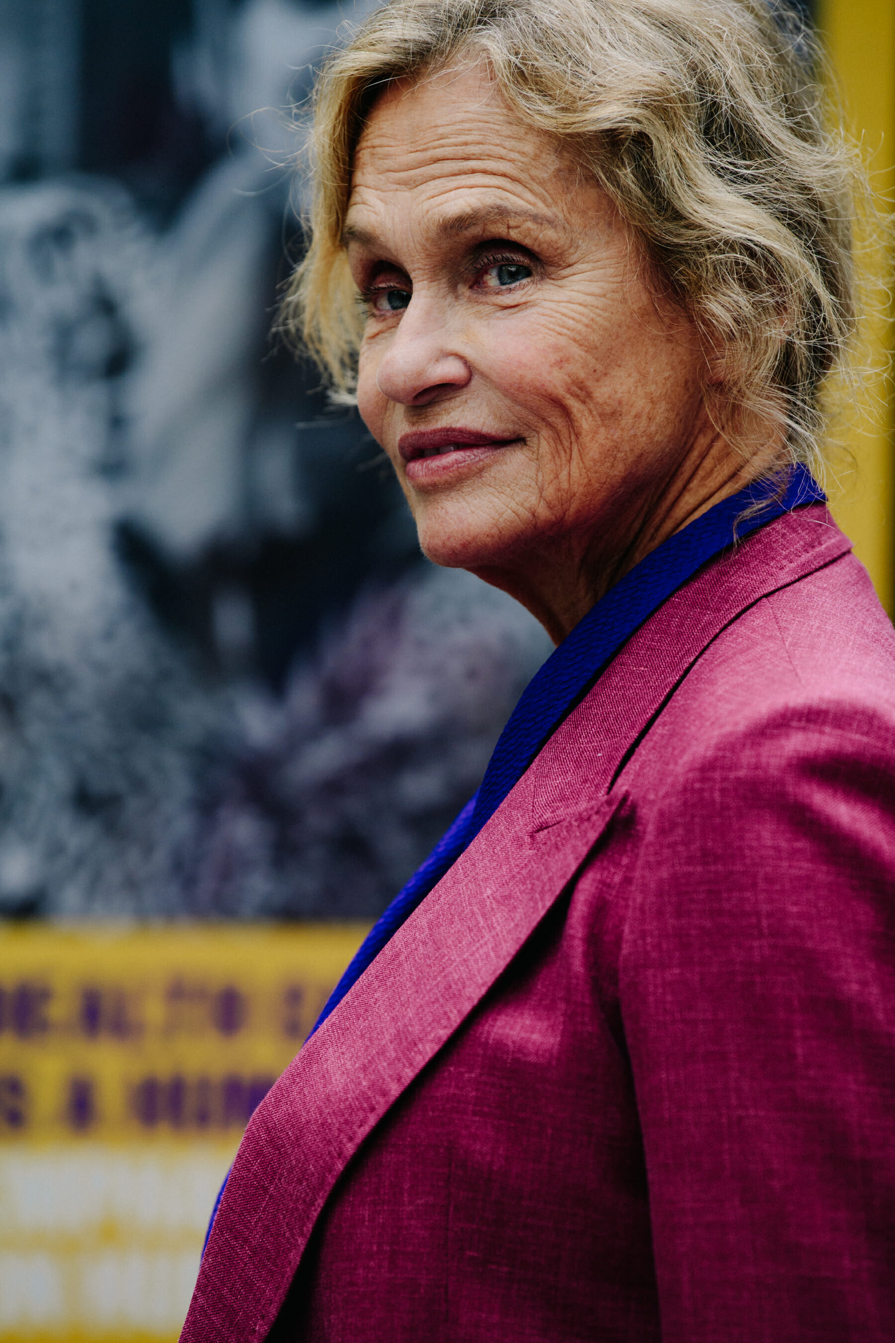 Woman wearing pink jacket