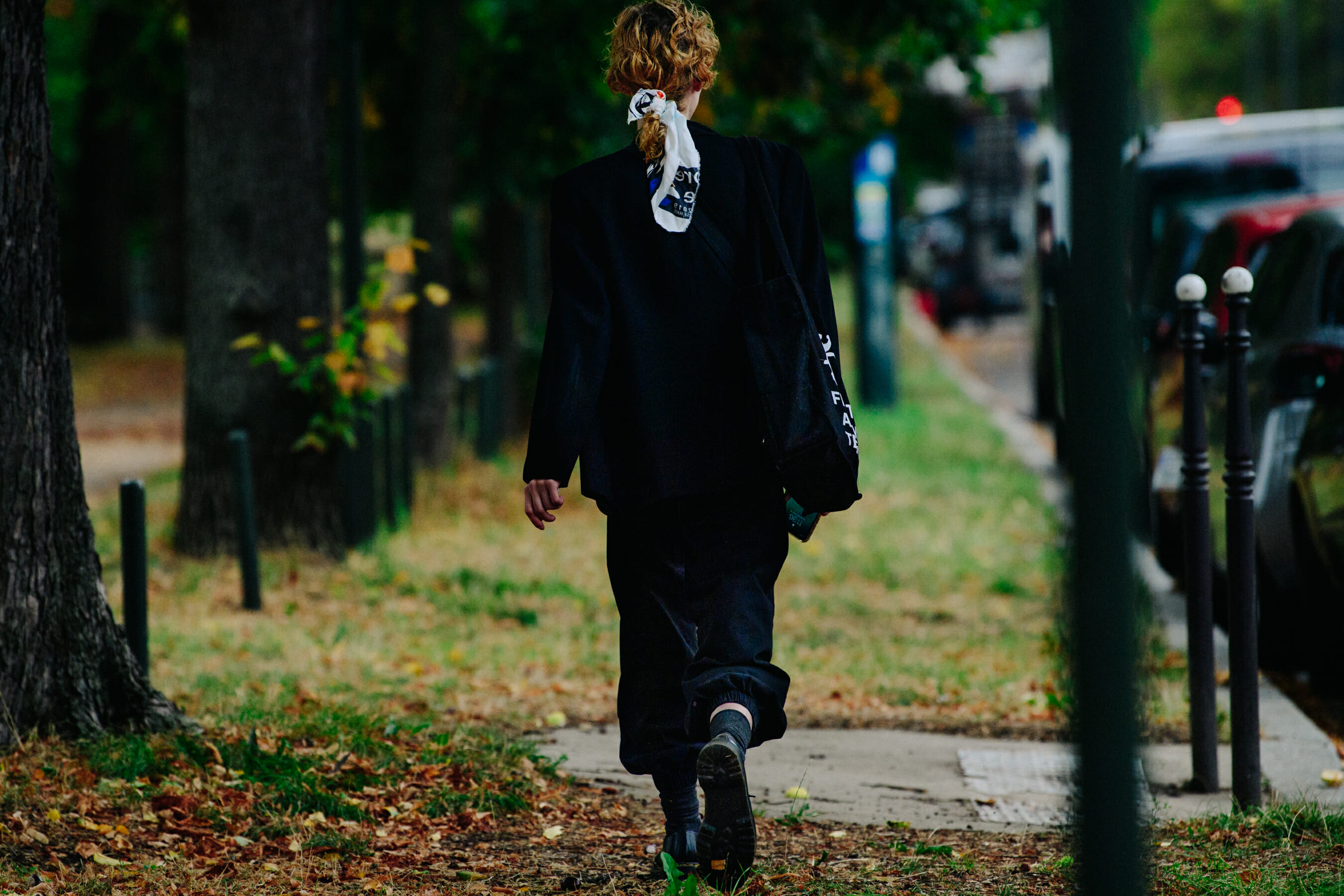 Model wearing black outfit