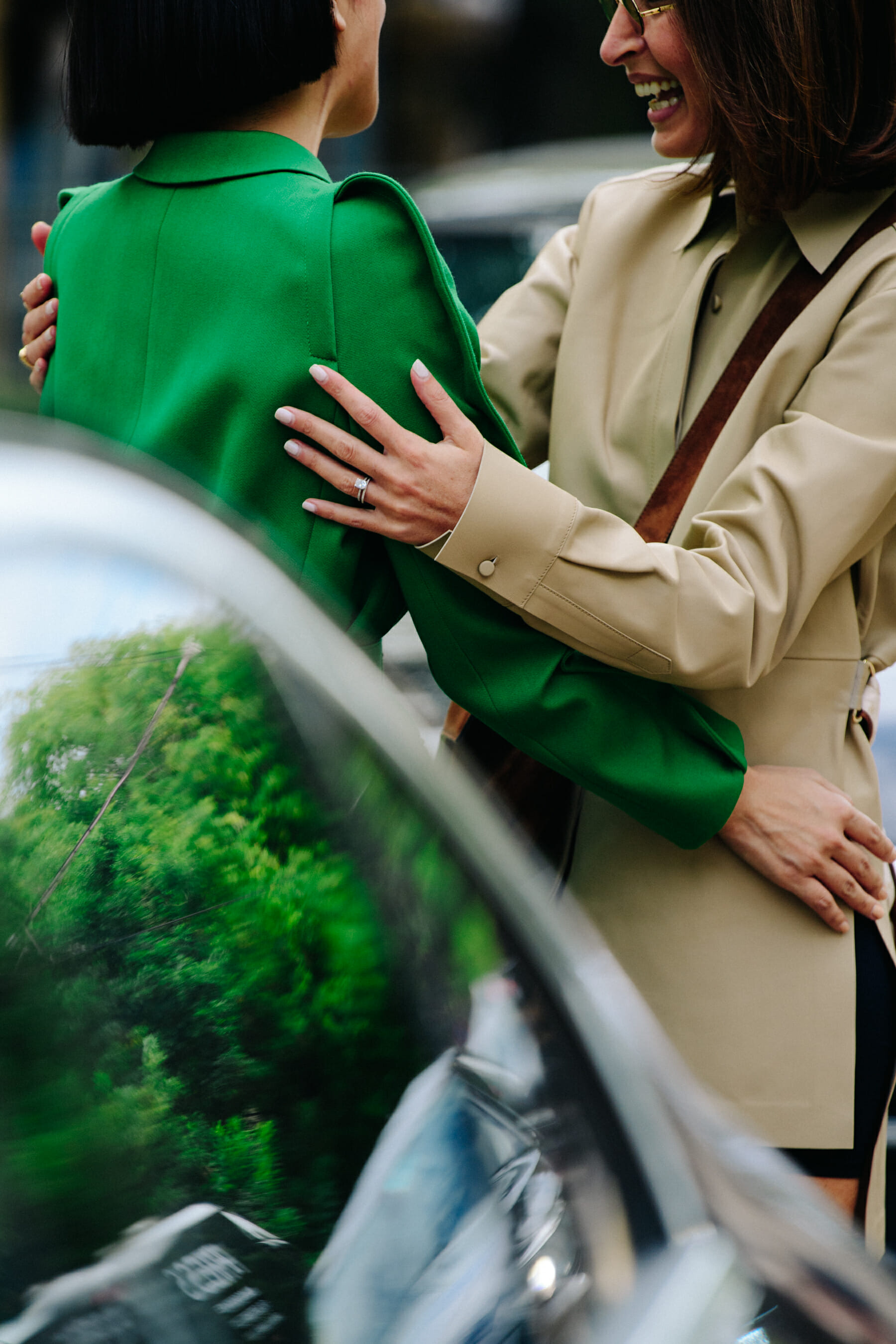 Two women hugging