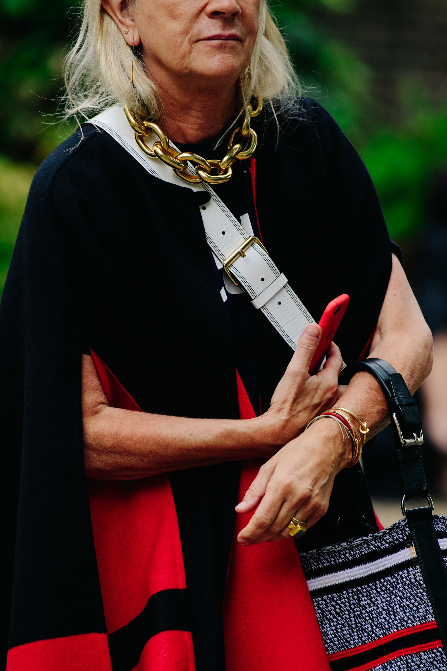 Woman wearing red dress