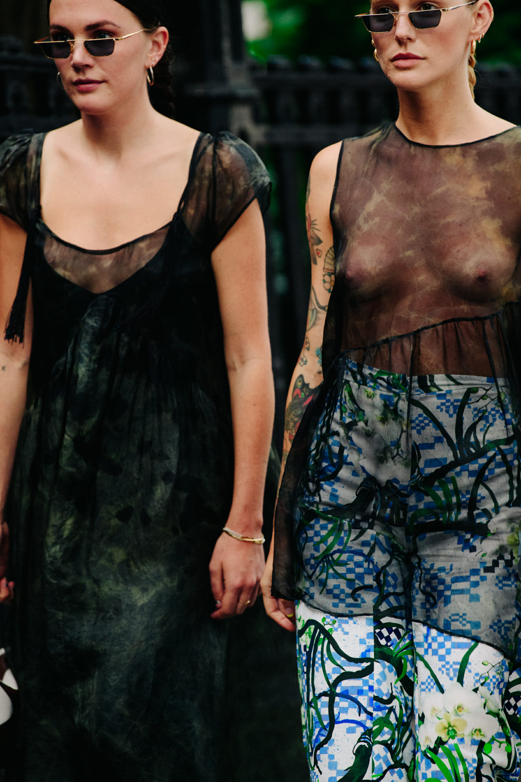 Two bloggers wearing lace tops
