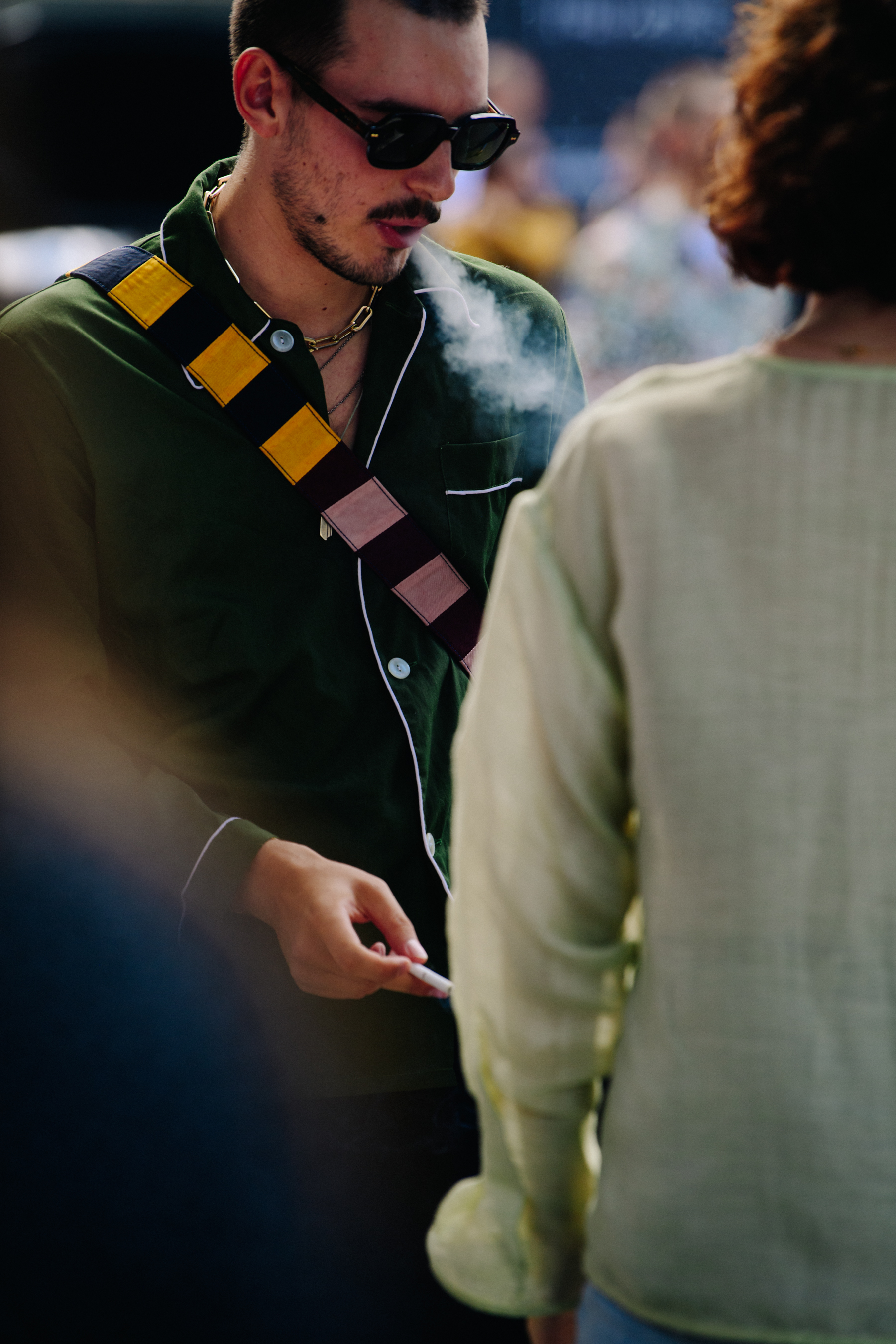 Man wearing green shirt