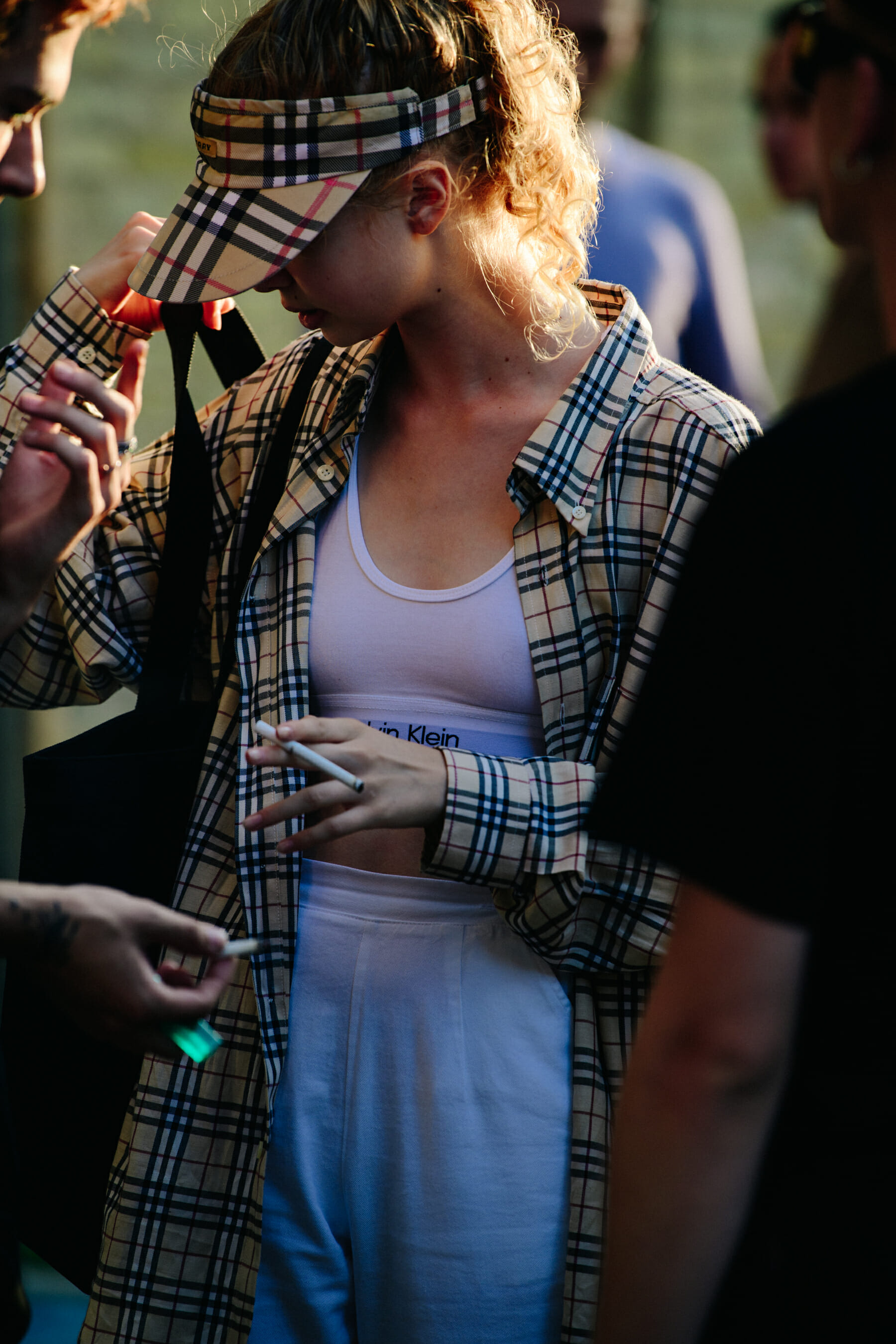 Woman wearing Burberry outfit