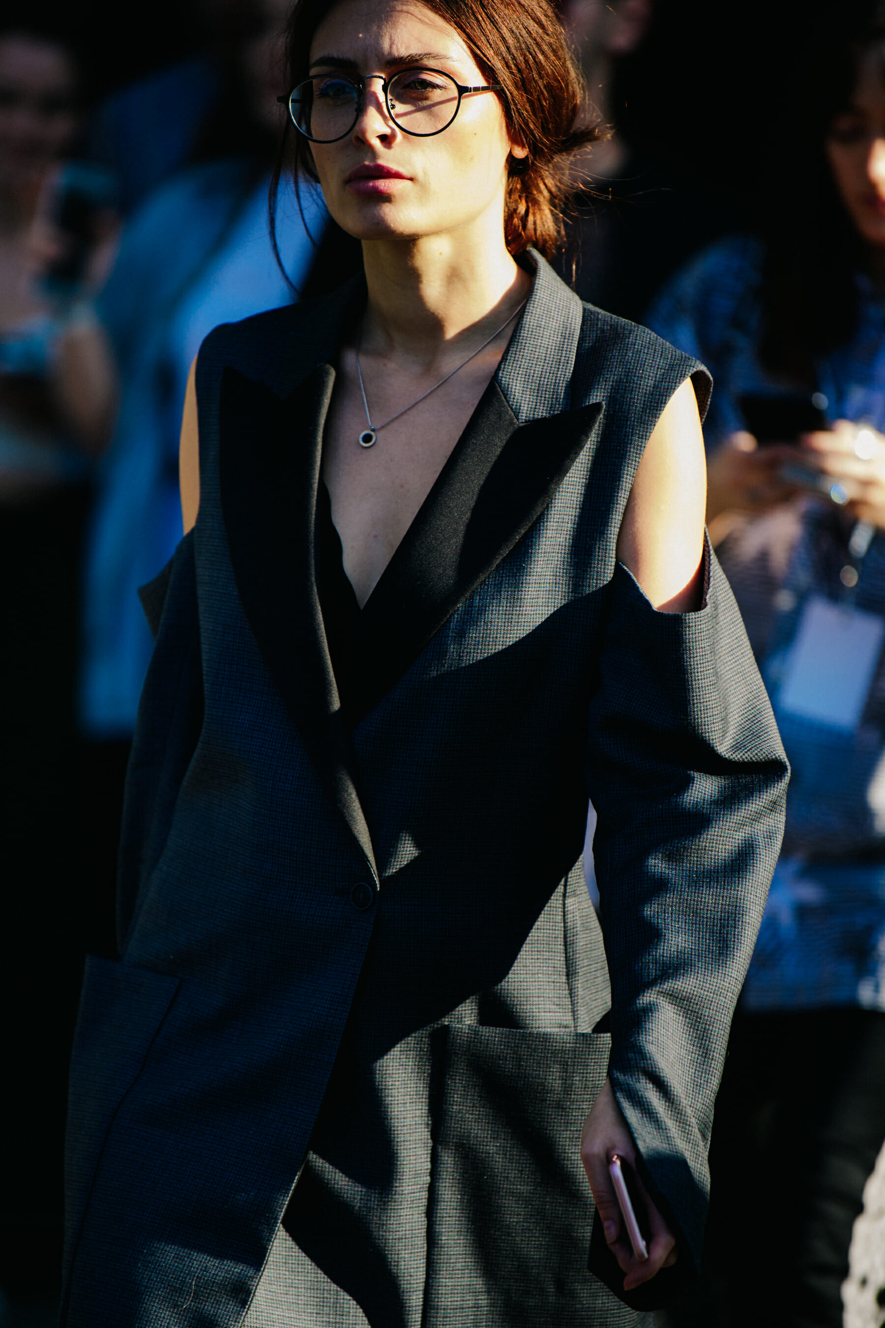 Woman wearing suit jacket