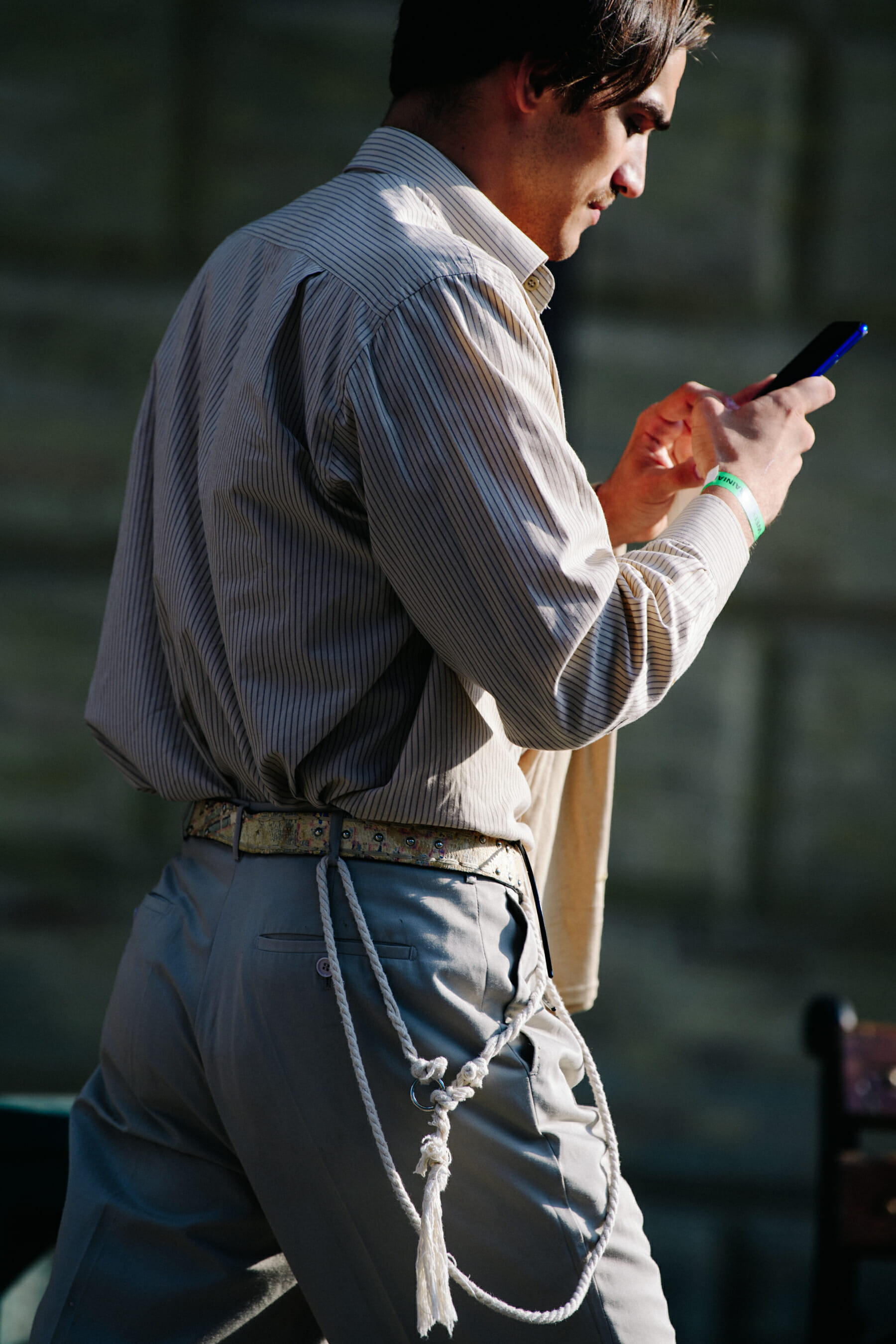 Man wearing grey pants