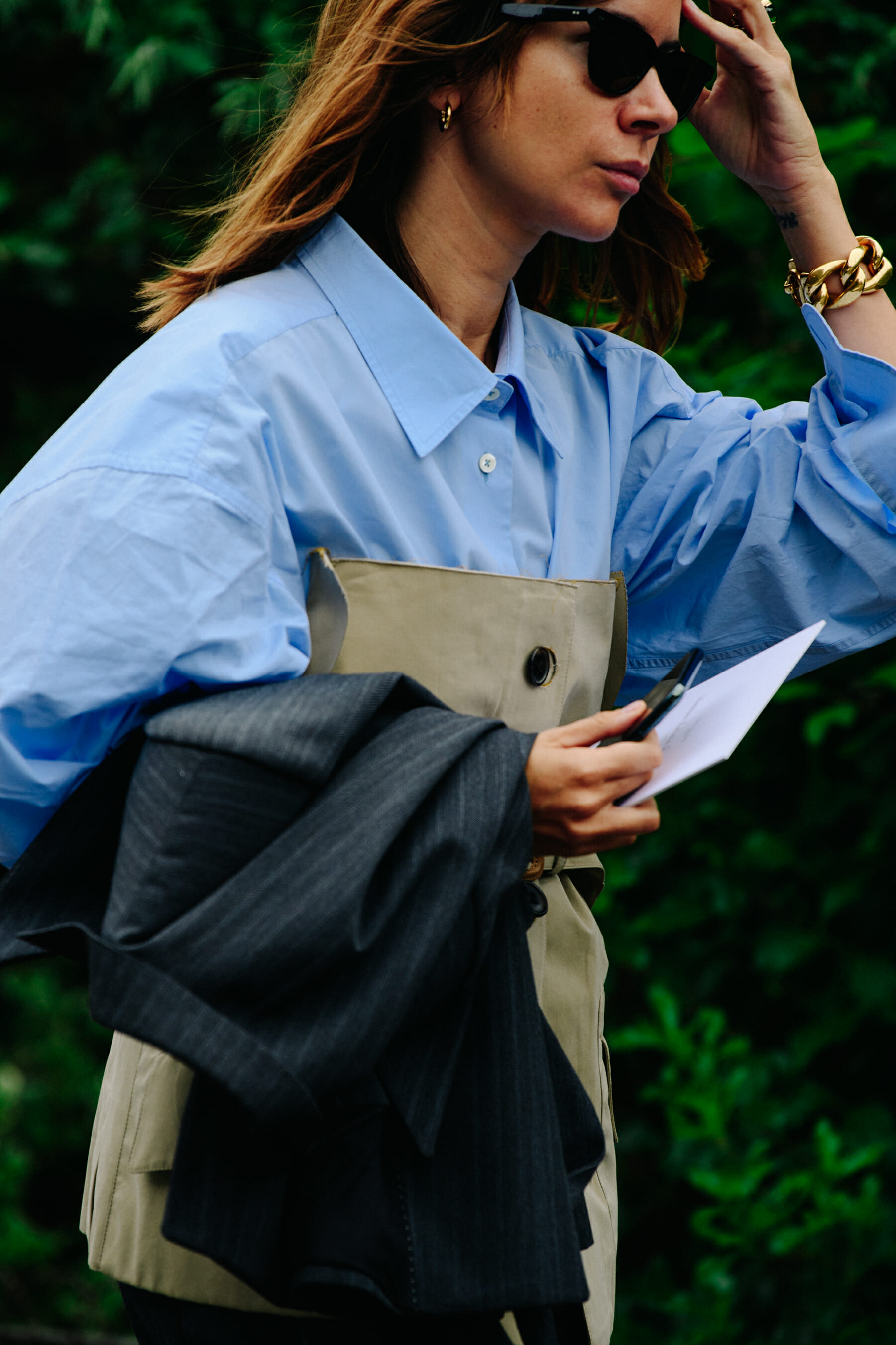 Woman wearing blue shirt