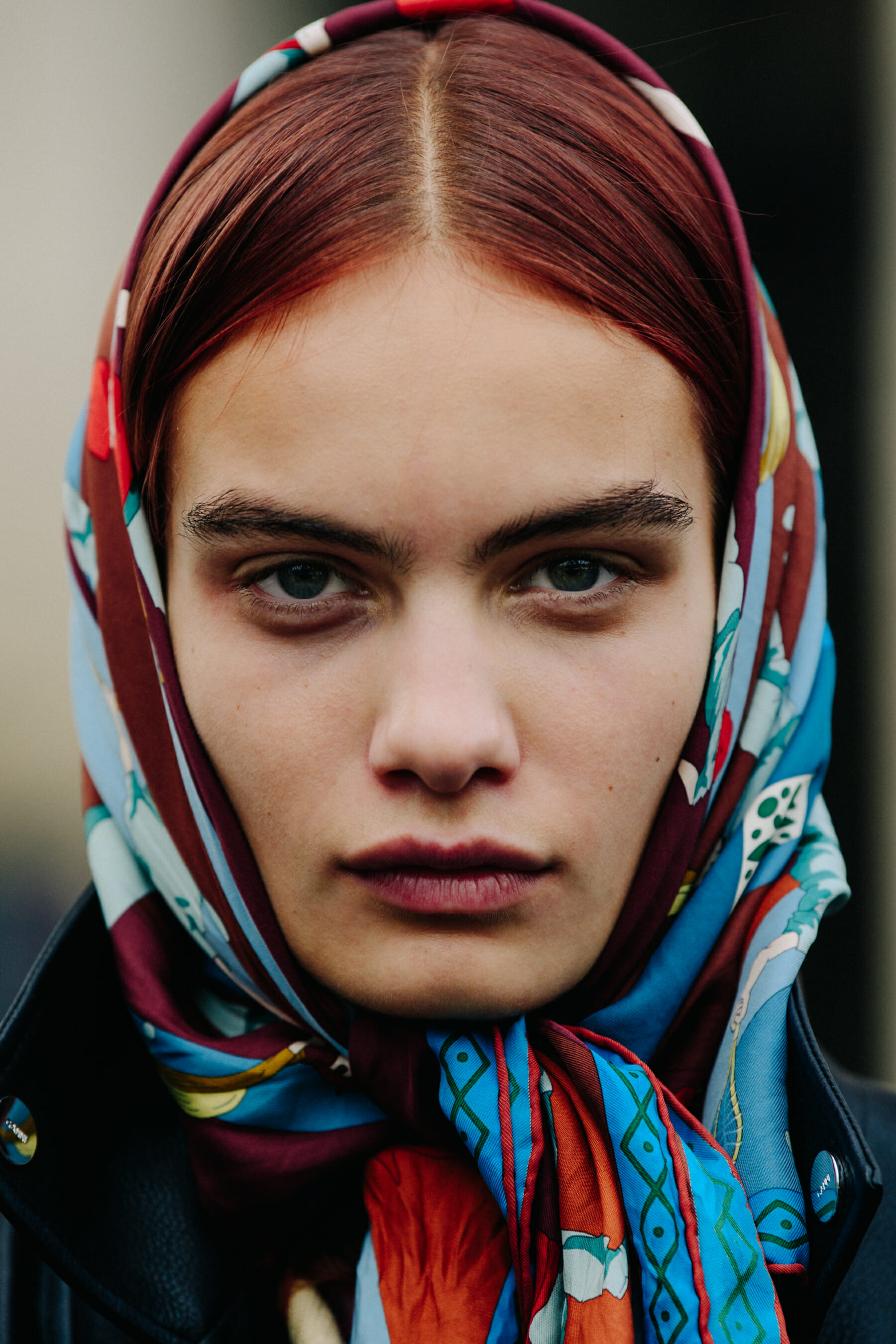 Portrait of model wearing headscarf
