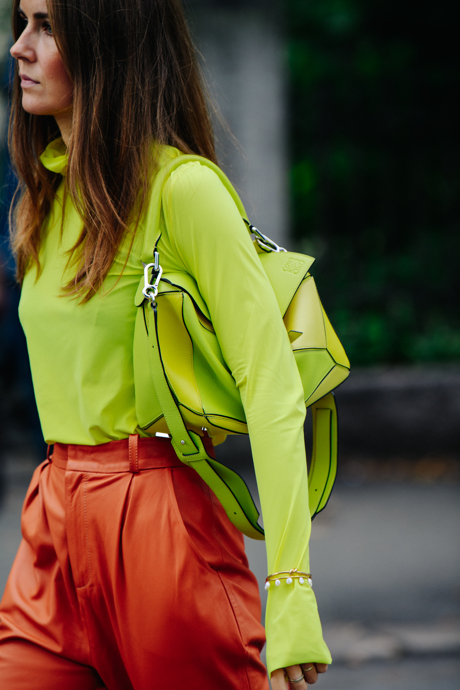 Woman wearing bright yellow shirt