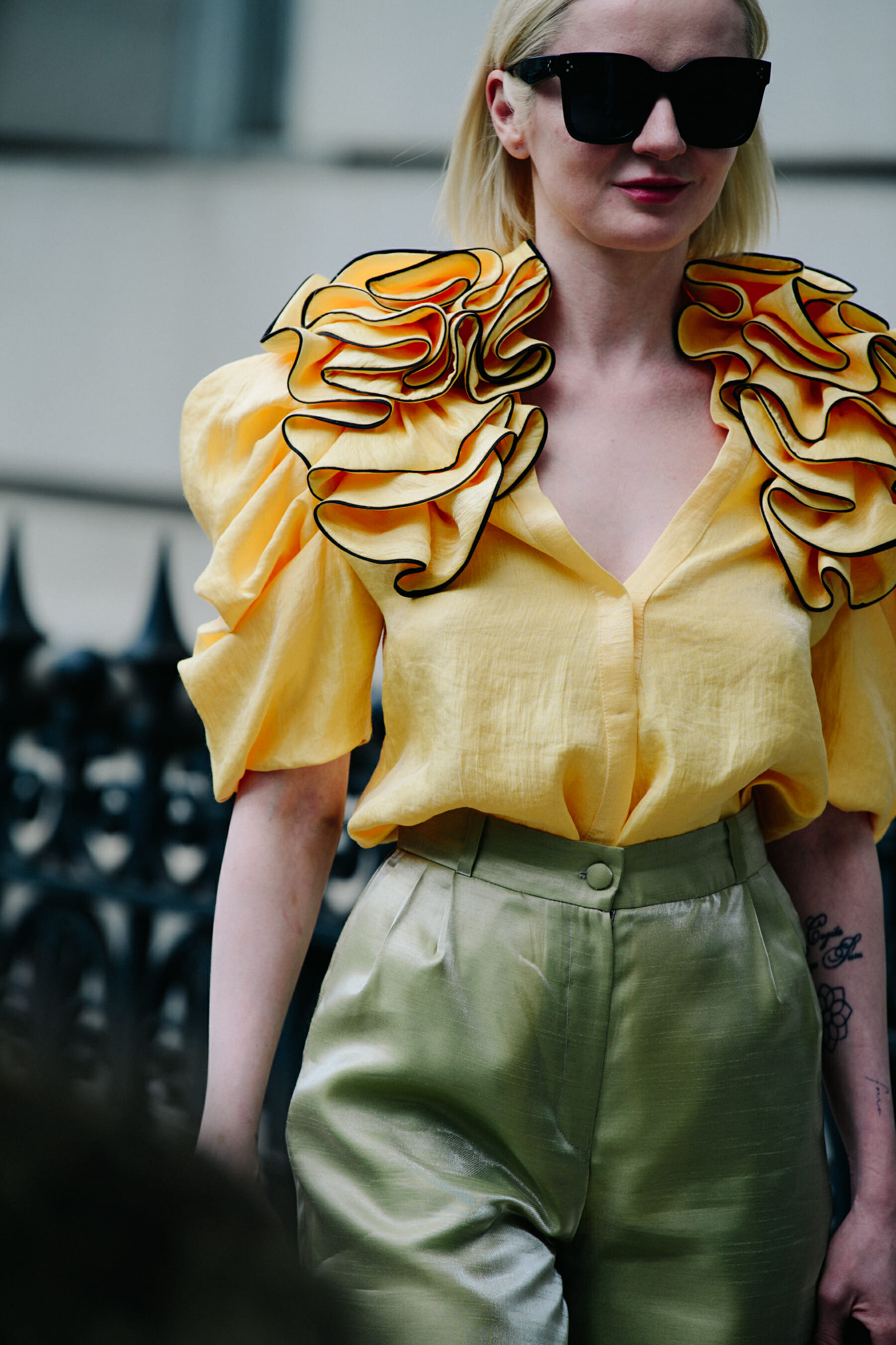 Woman wearing yellow shirt