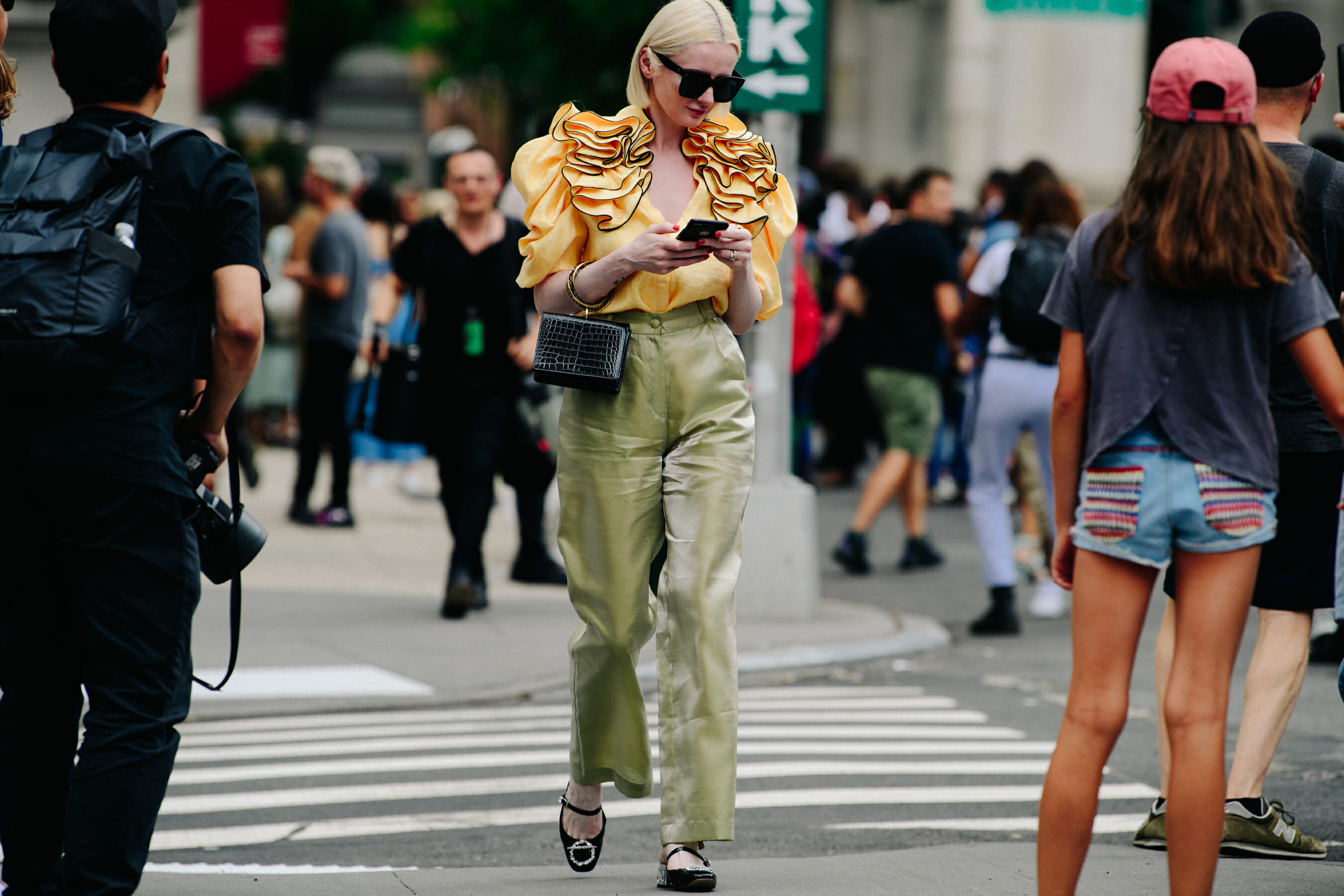 Woman wearing yellow shirt