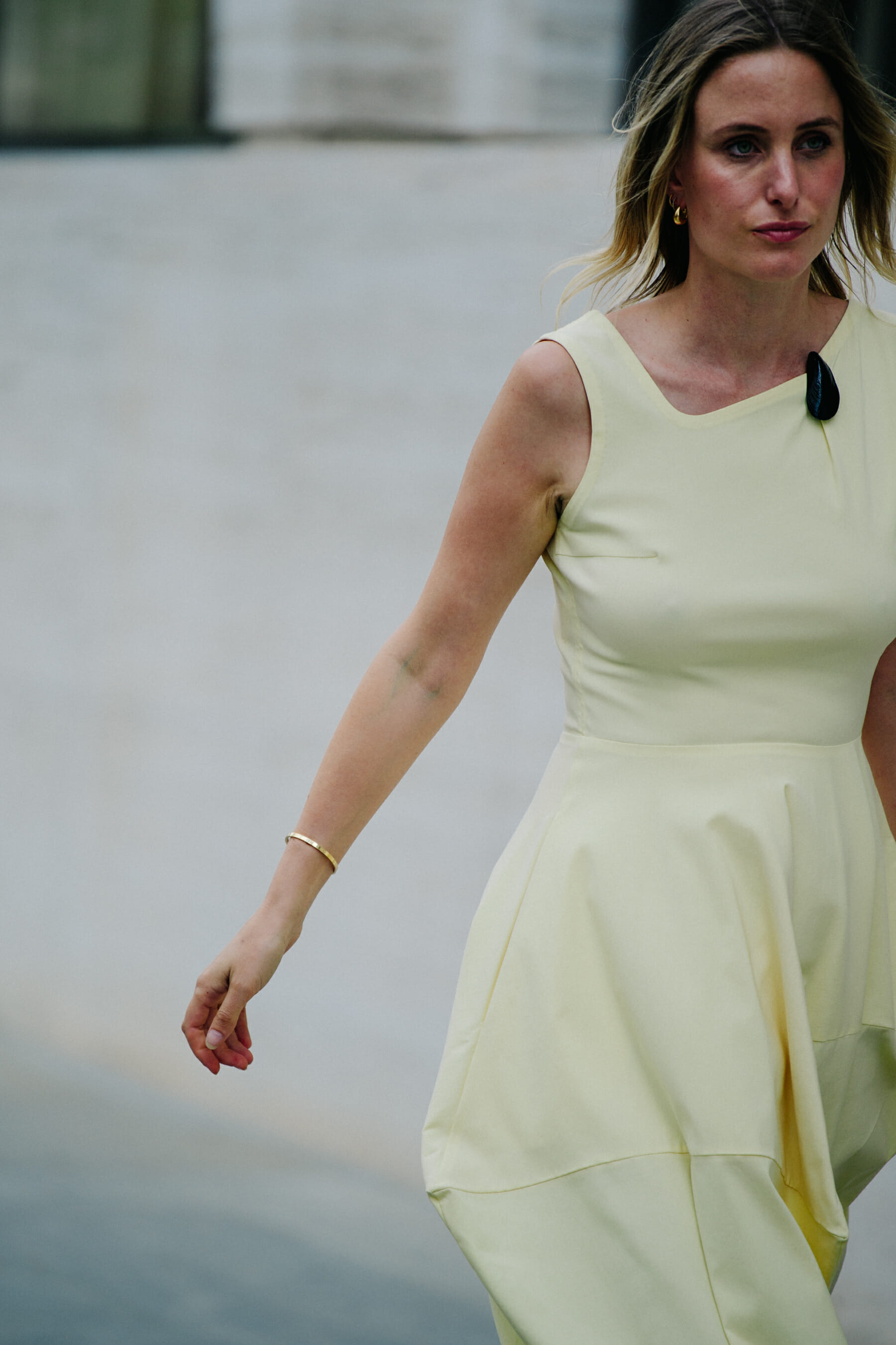 Woman wearing yellow dress