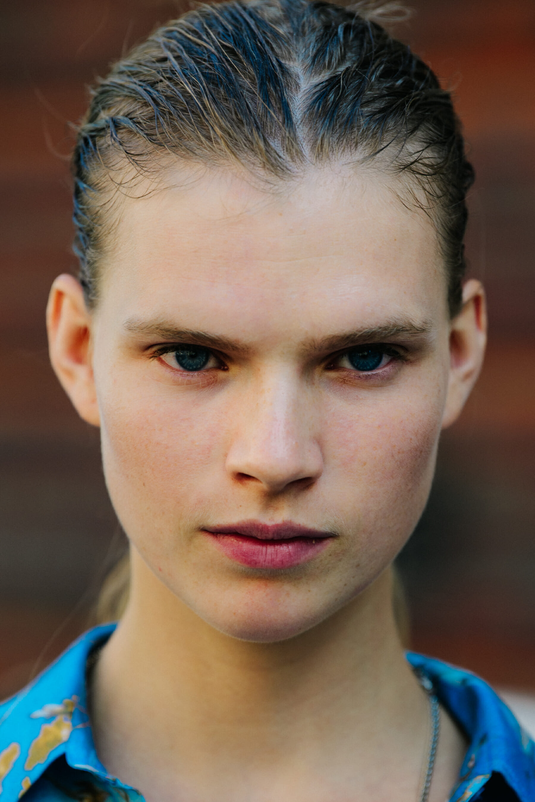 Portrait of model with blue eyes
