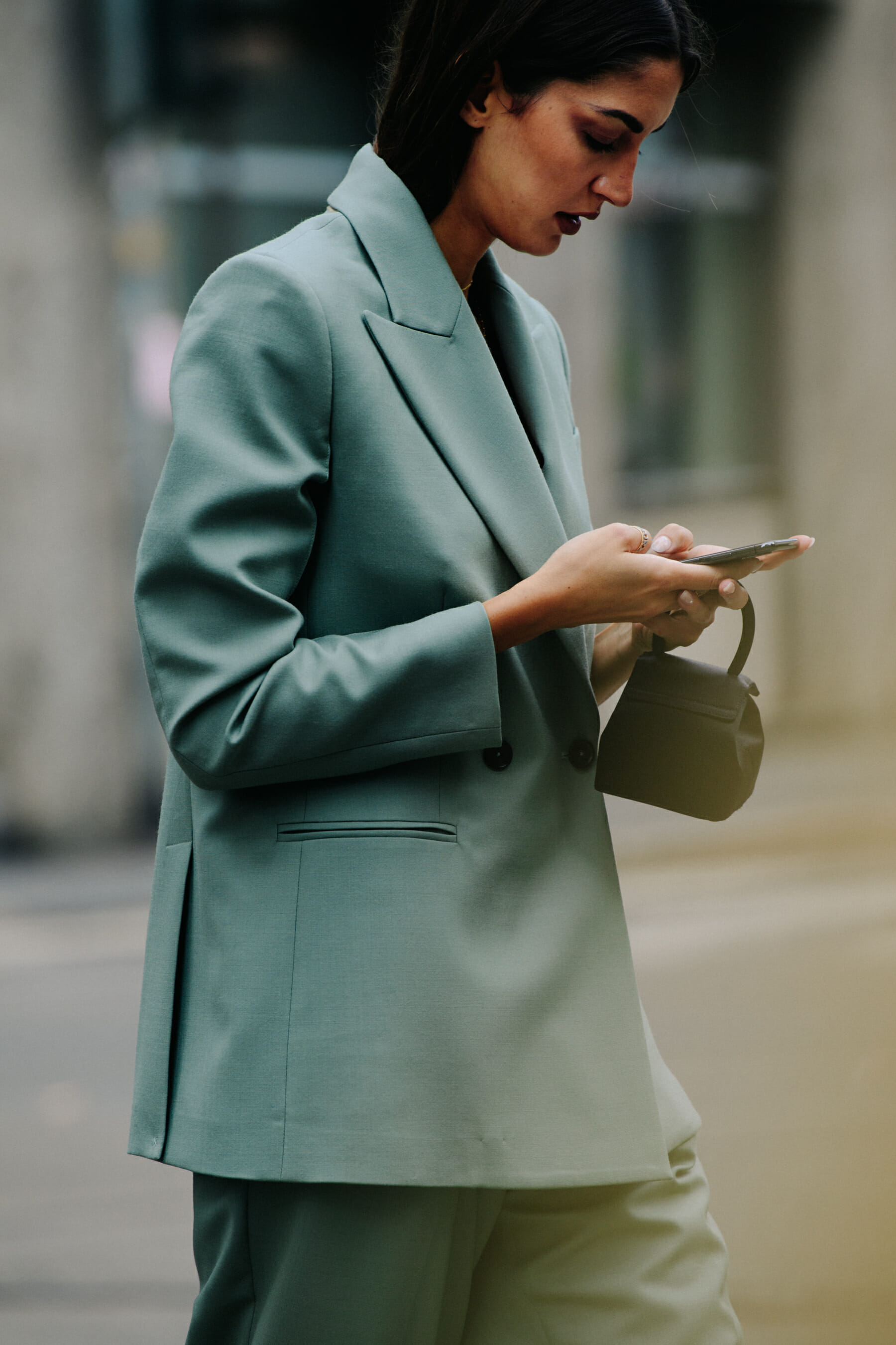 Woman wearing blue blazer