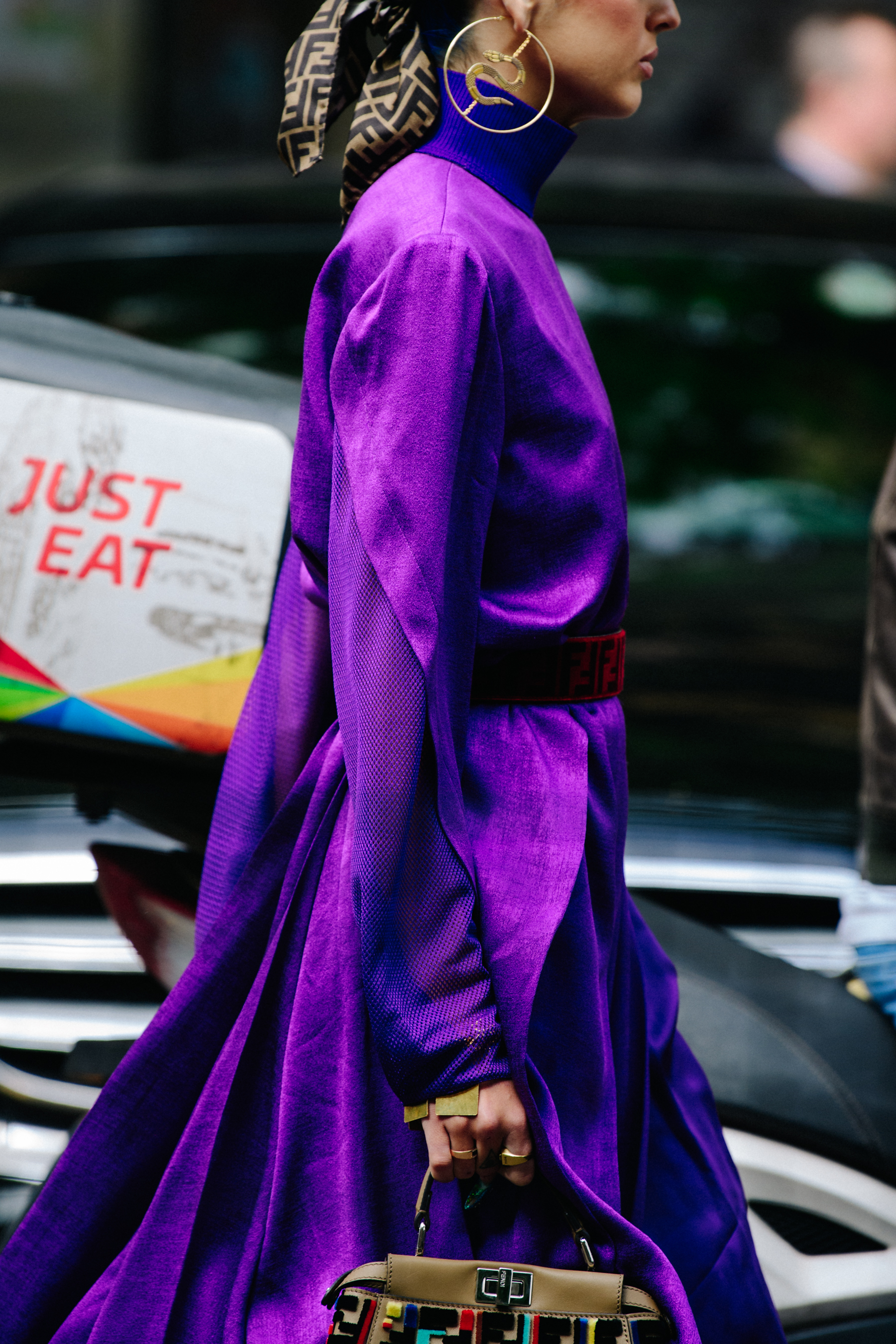 Woman wearing Fendi dress