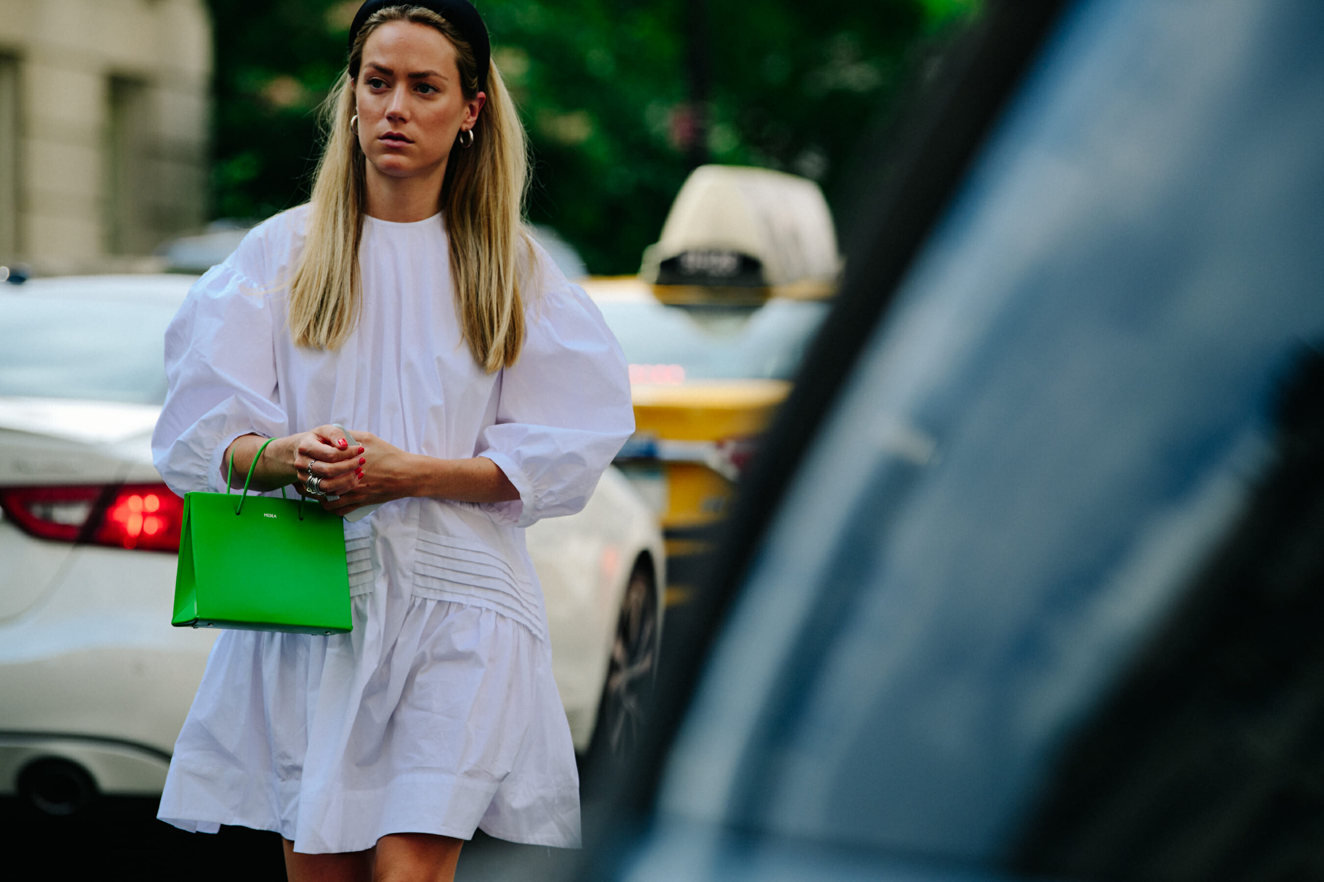 Woman wearing white dress