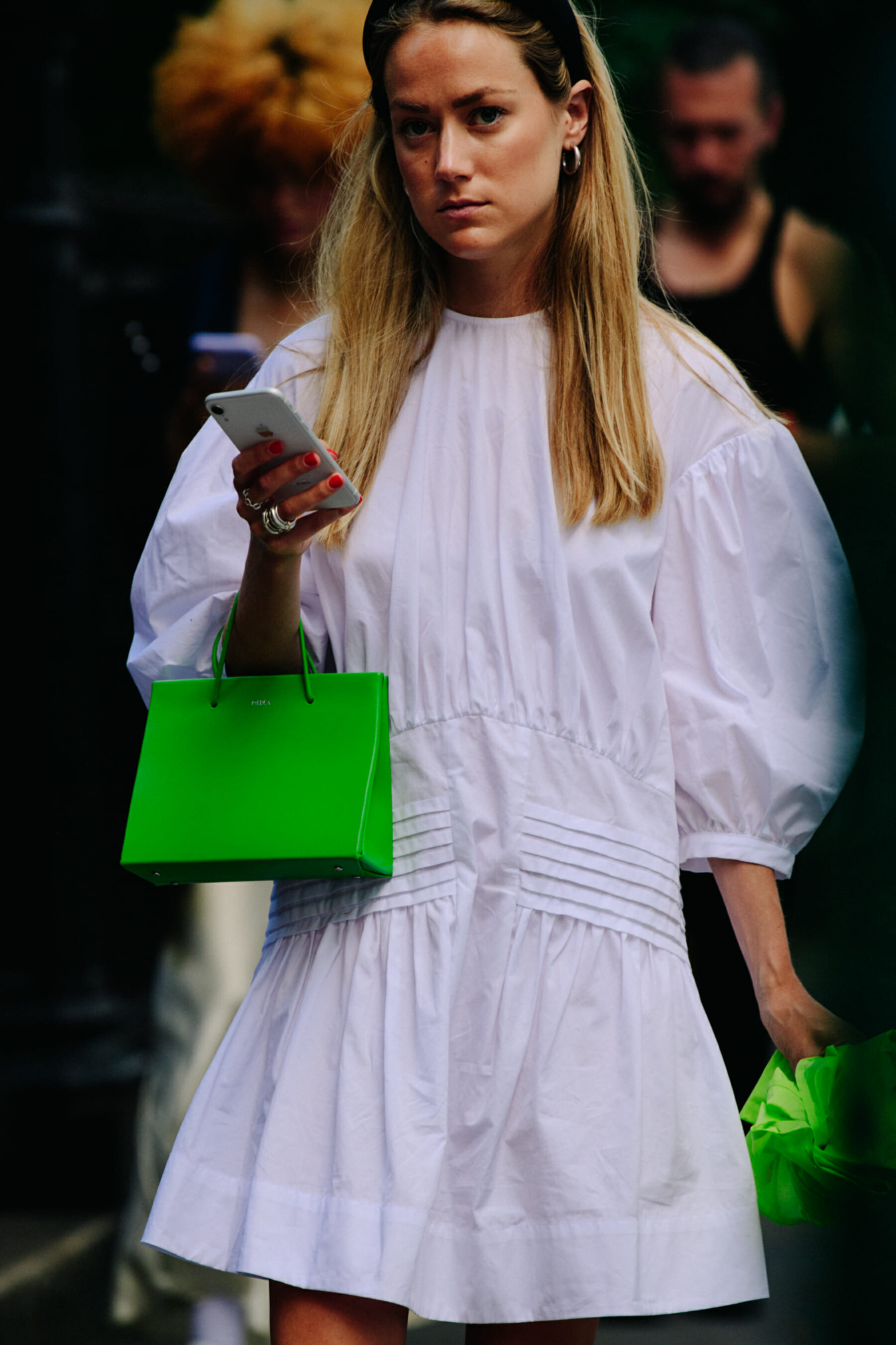 Woman wearing white dress