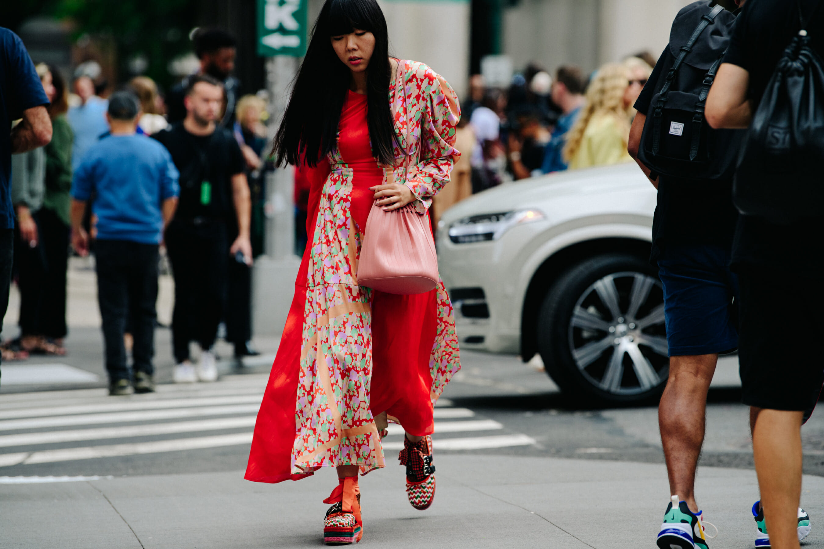 Woman wearing floral dress