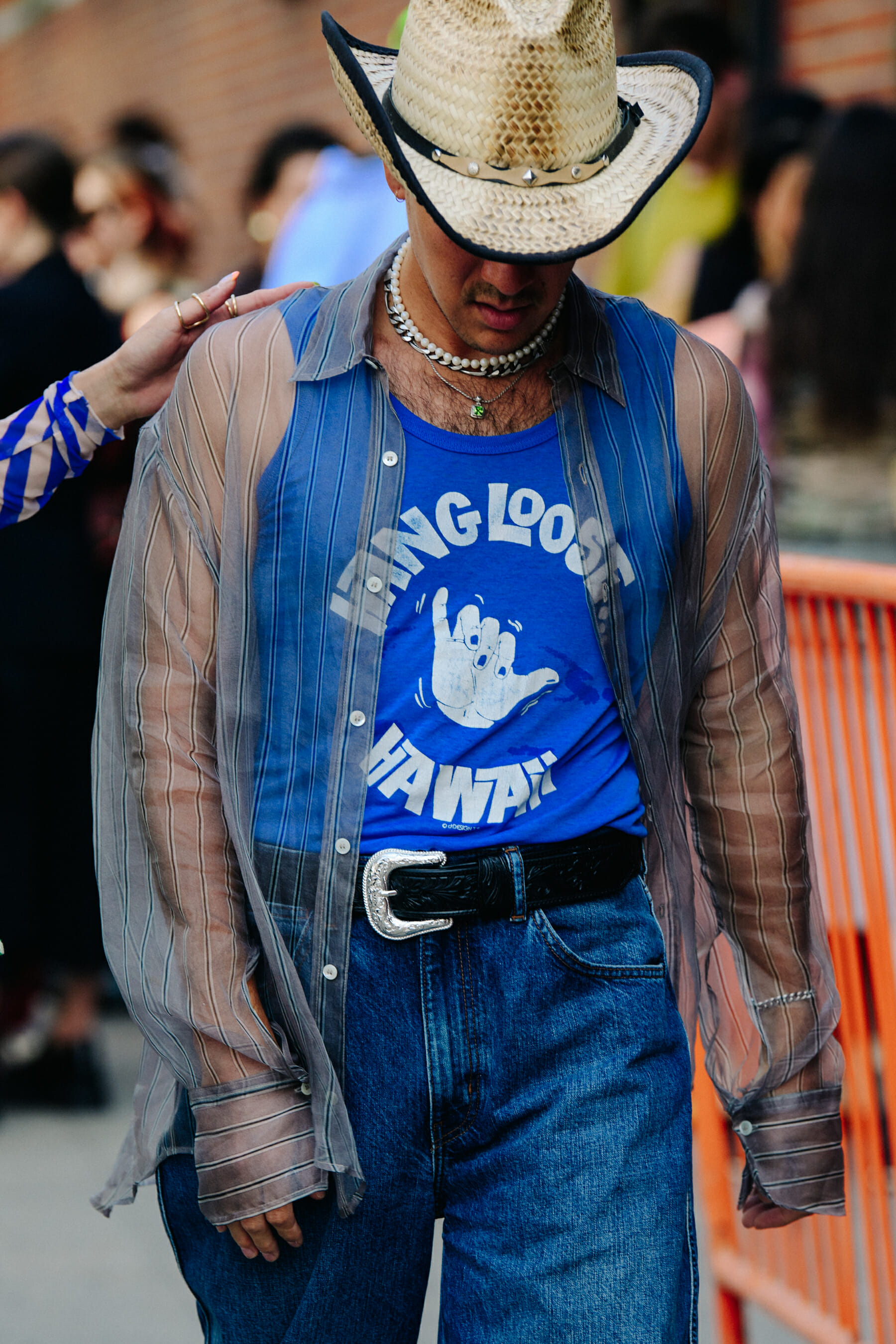 Man wearing straw hat
