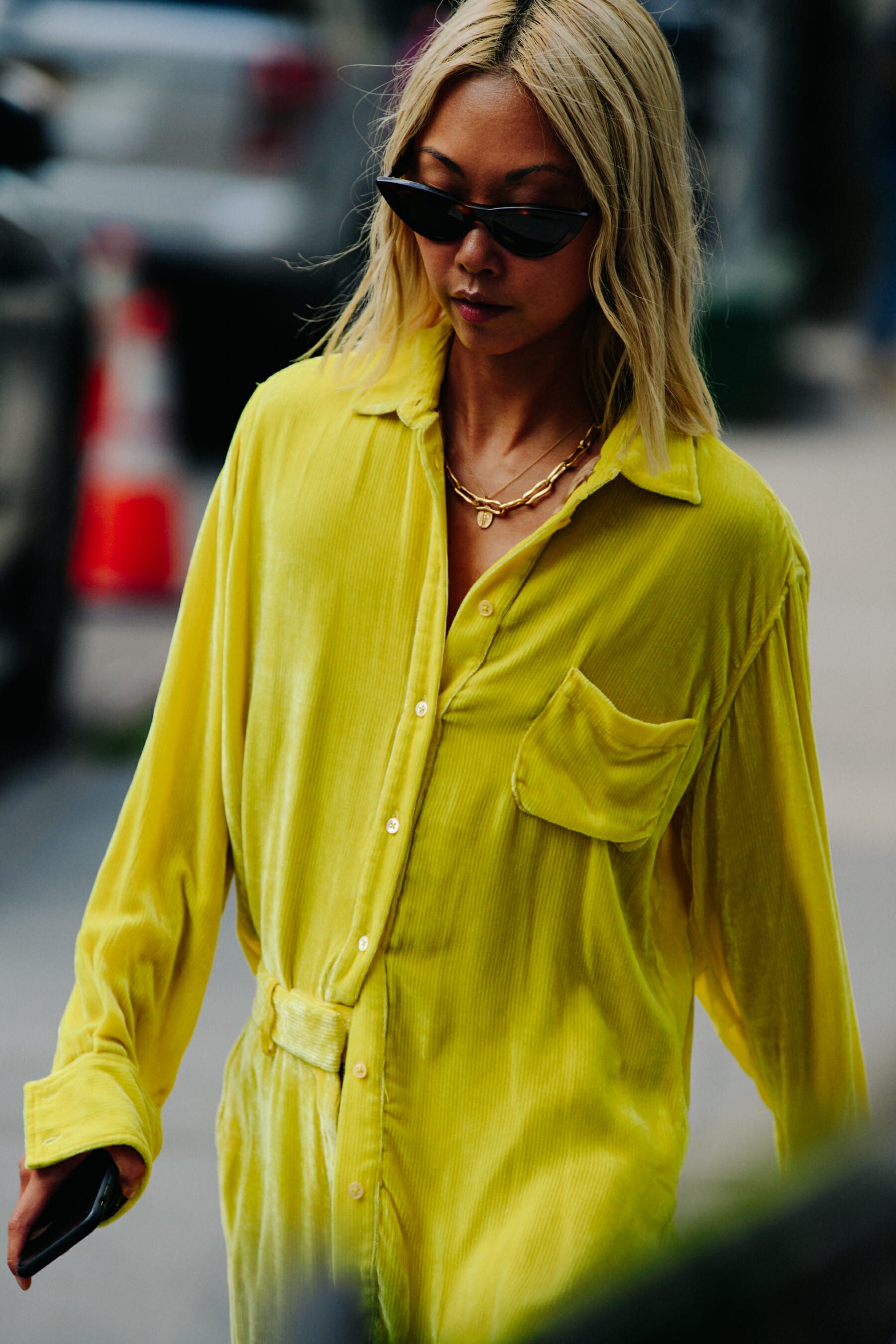 Woman wearing yellow shirt
