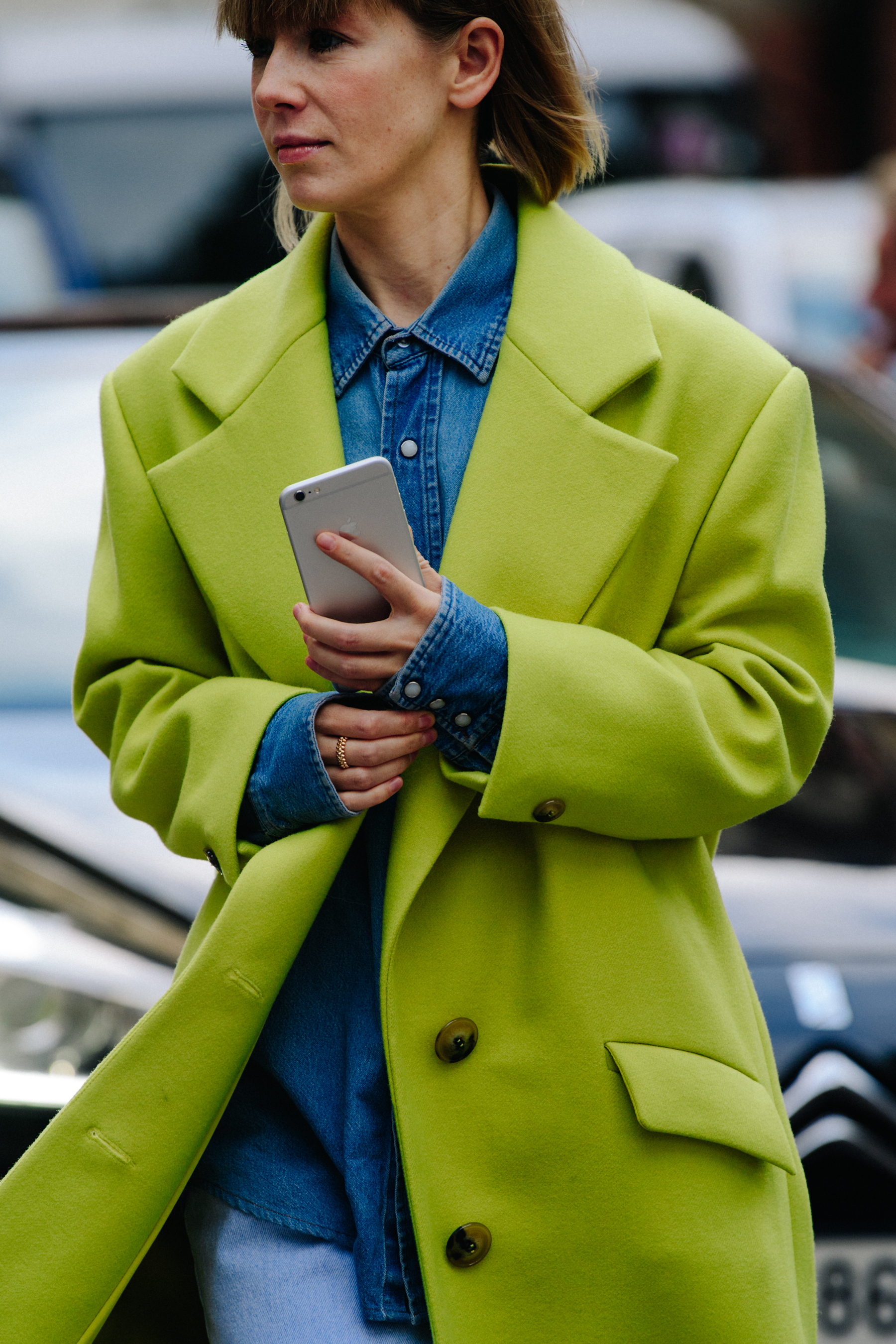 Woman wearing yellow coat