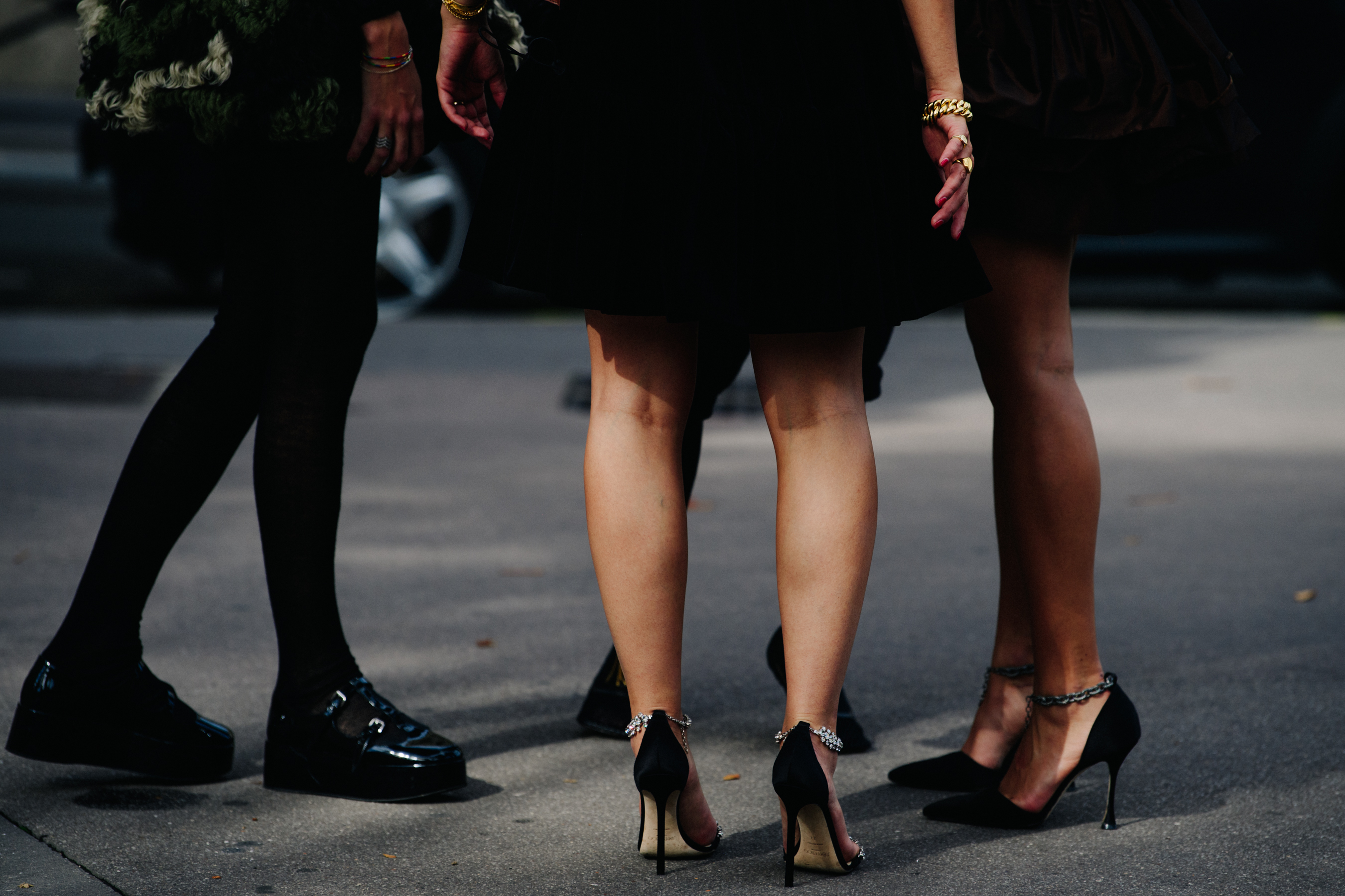 Women wearing black shoes