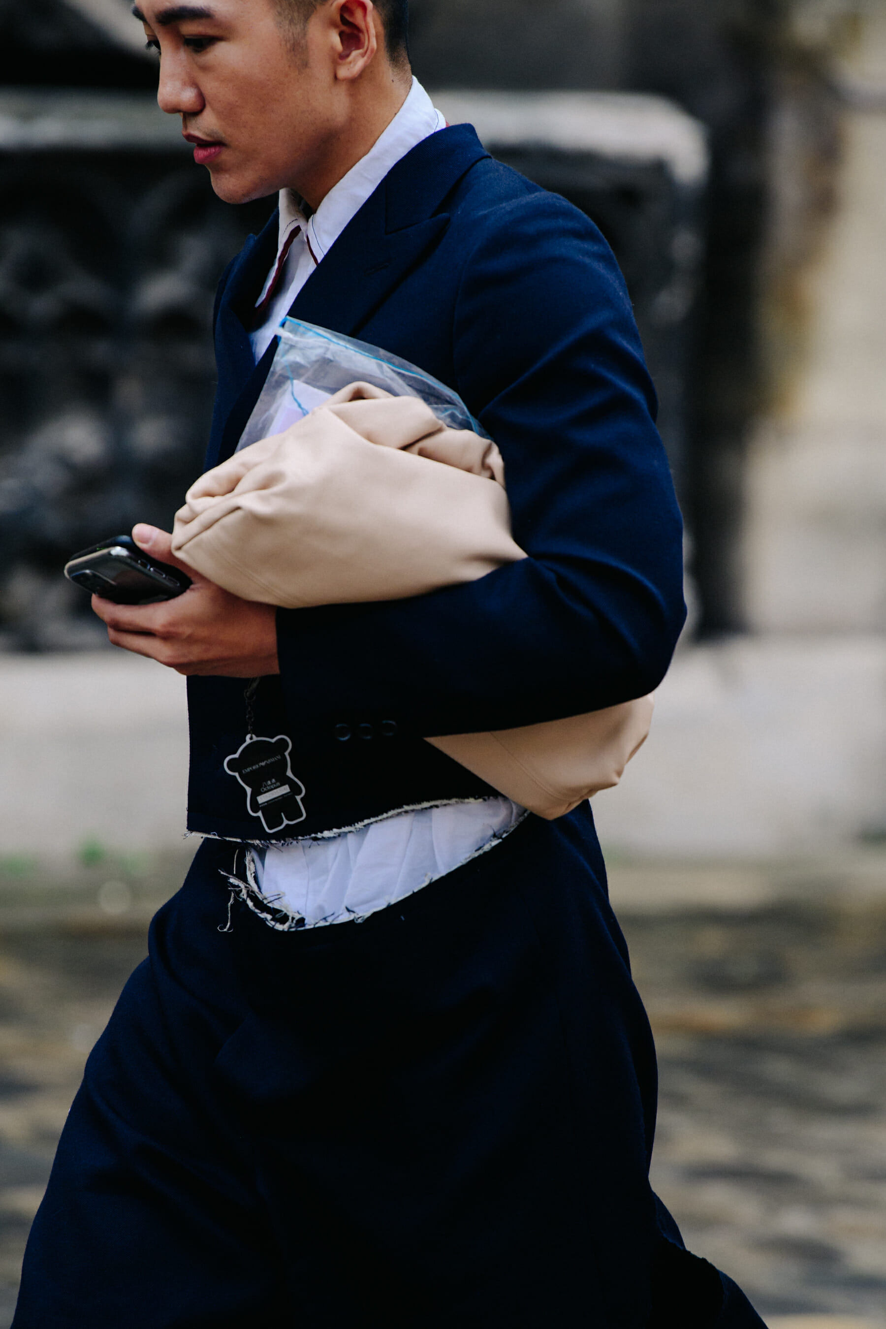 Man wearing navy suit