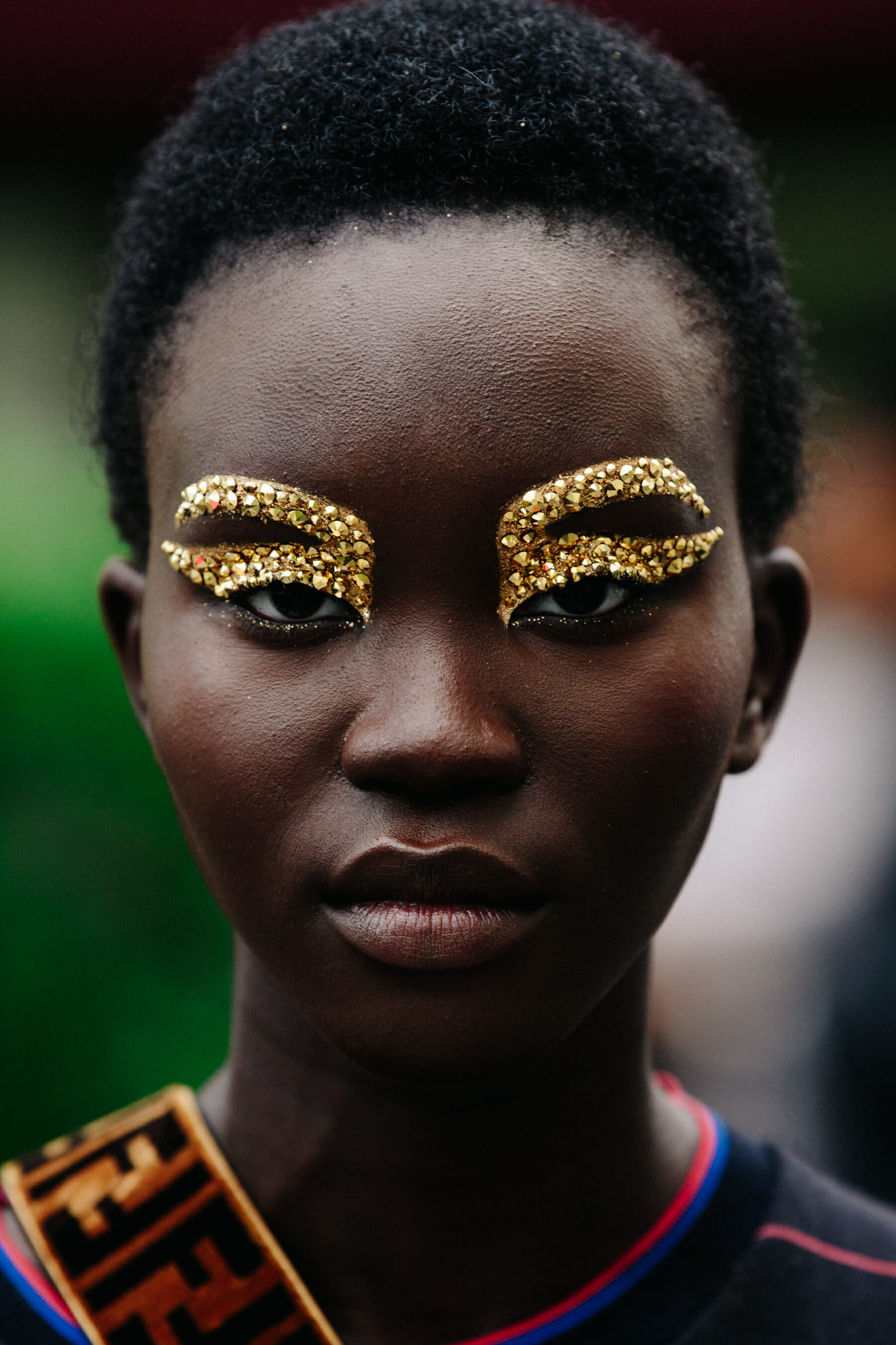Portrait of model with gold eyes